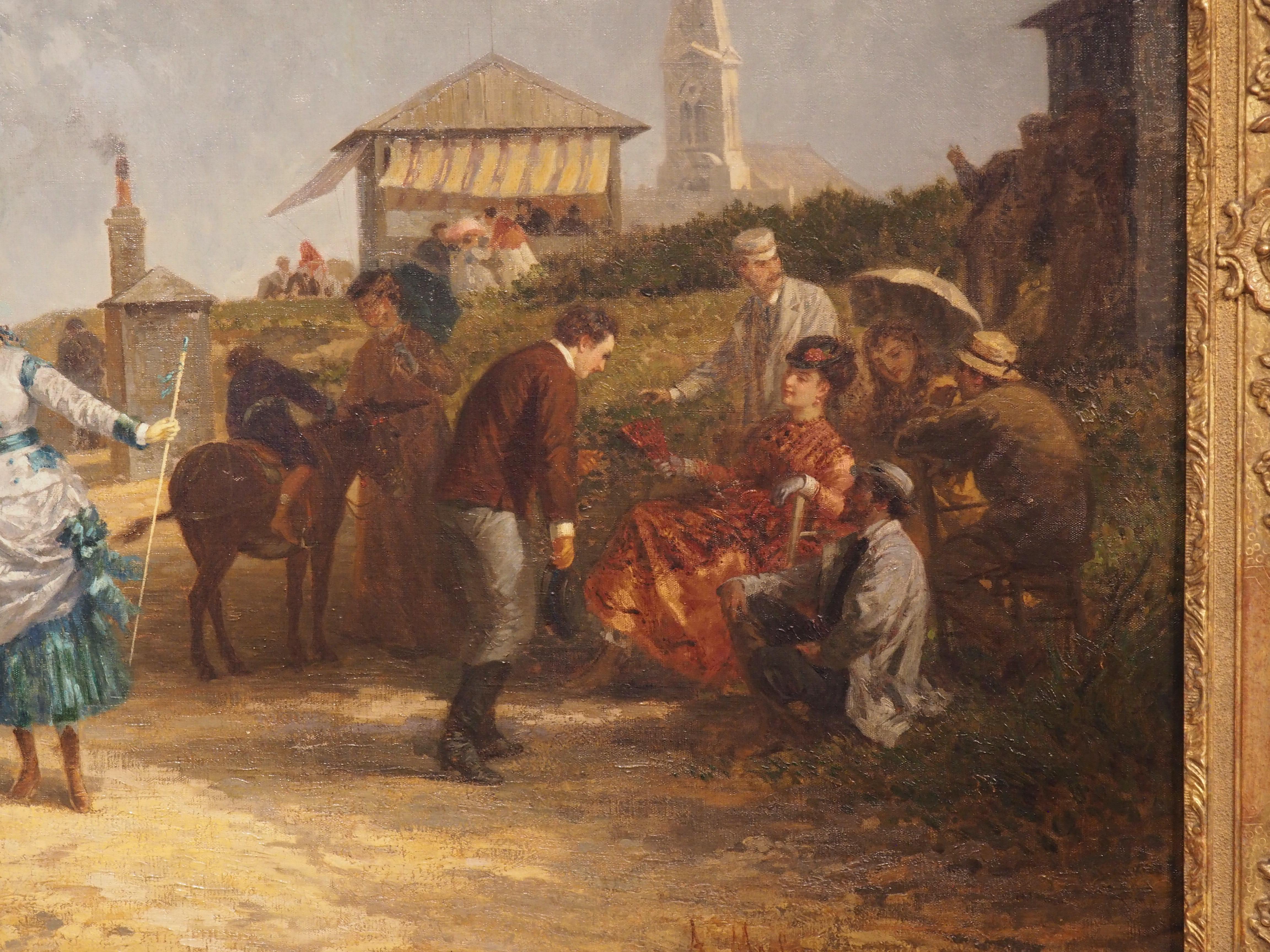 French Oil on Canvas, on the Beach at Trouville, Paul-Emile Morlon, circa 1870 For Sale 12