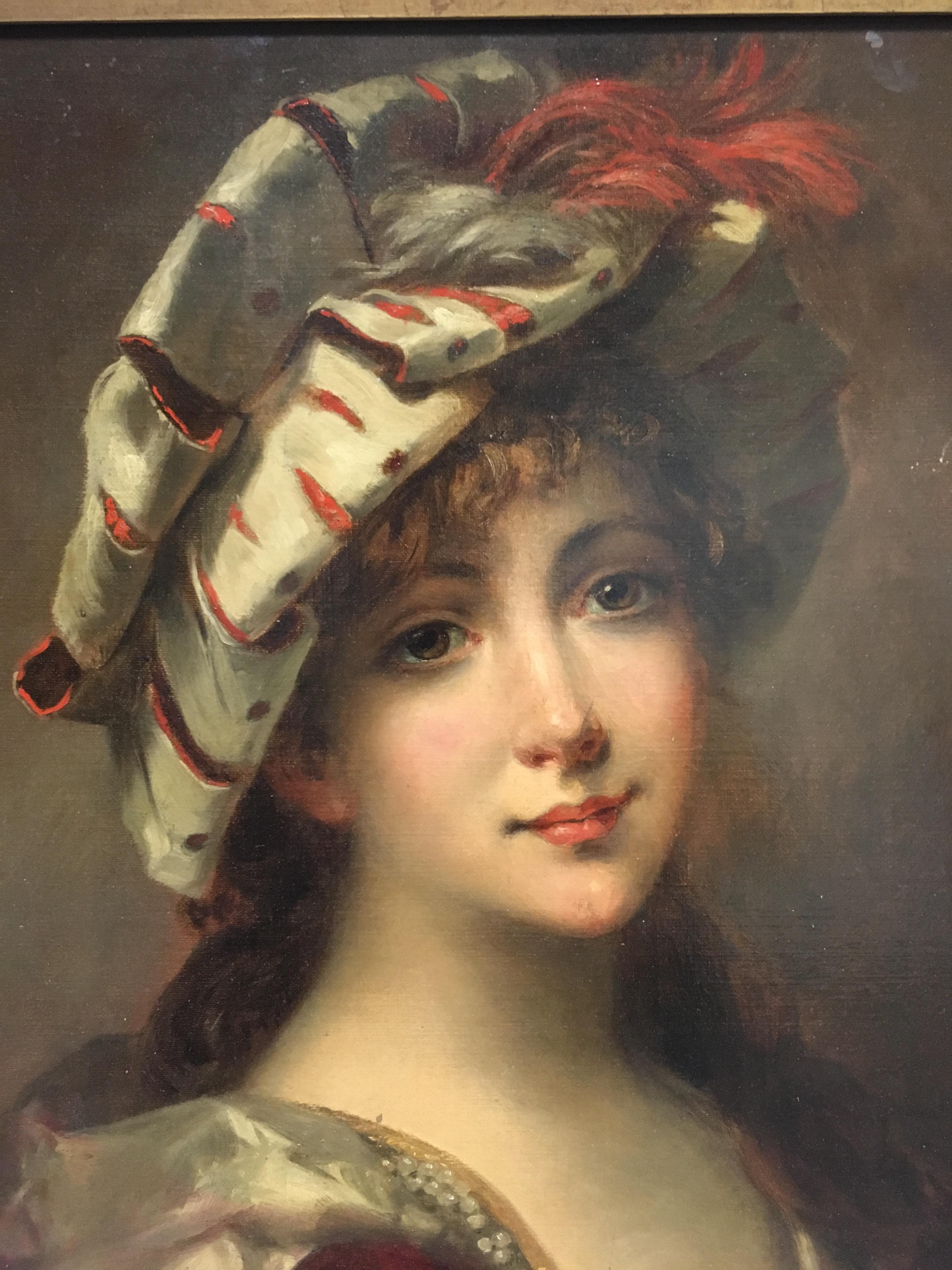 Oiled French Oil on Canvas Painting, 19th Century