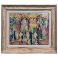 French Oil on Canvas Painting, Ball Room Scene