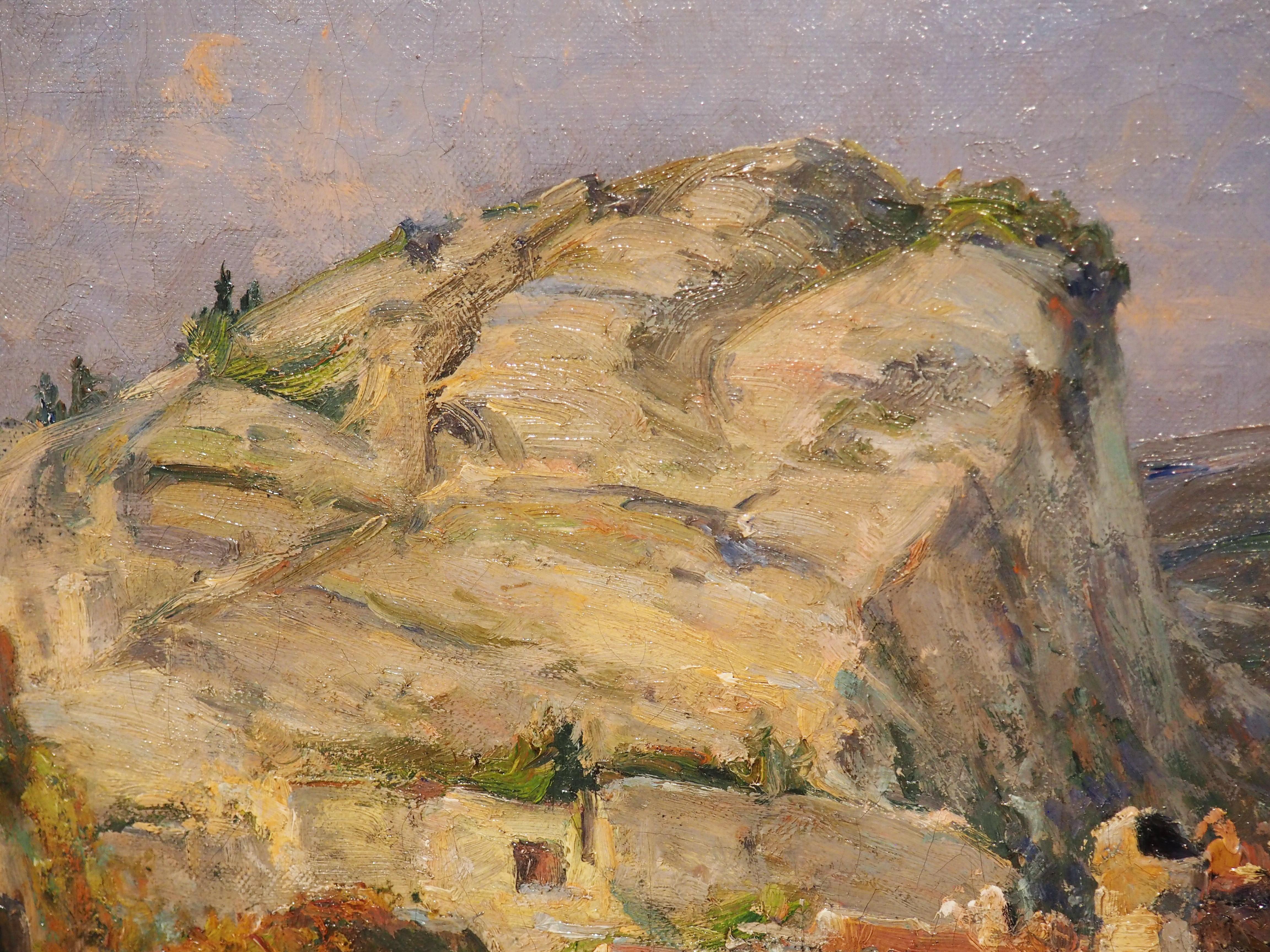 Peinture à l'huile sur toile française représentant Les Baux-de-Provence, datée de 1926 11