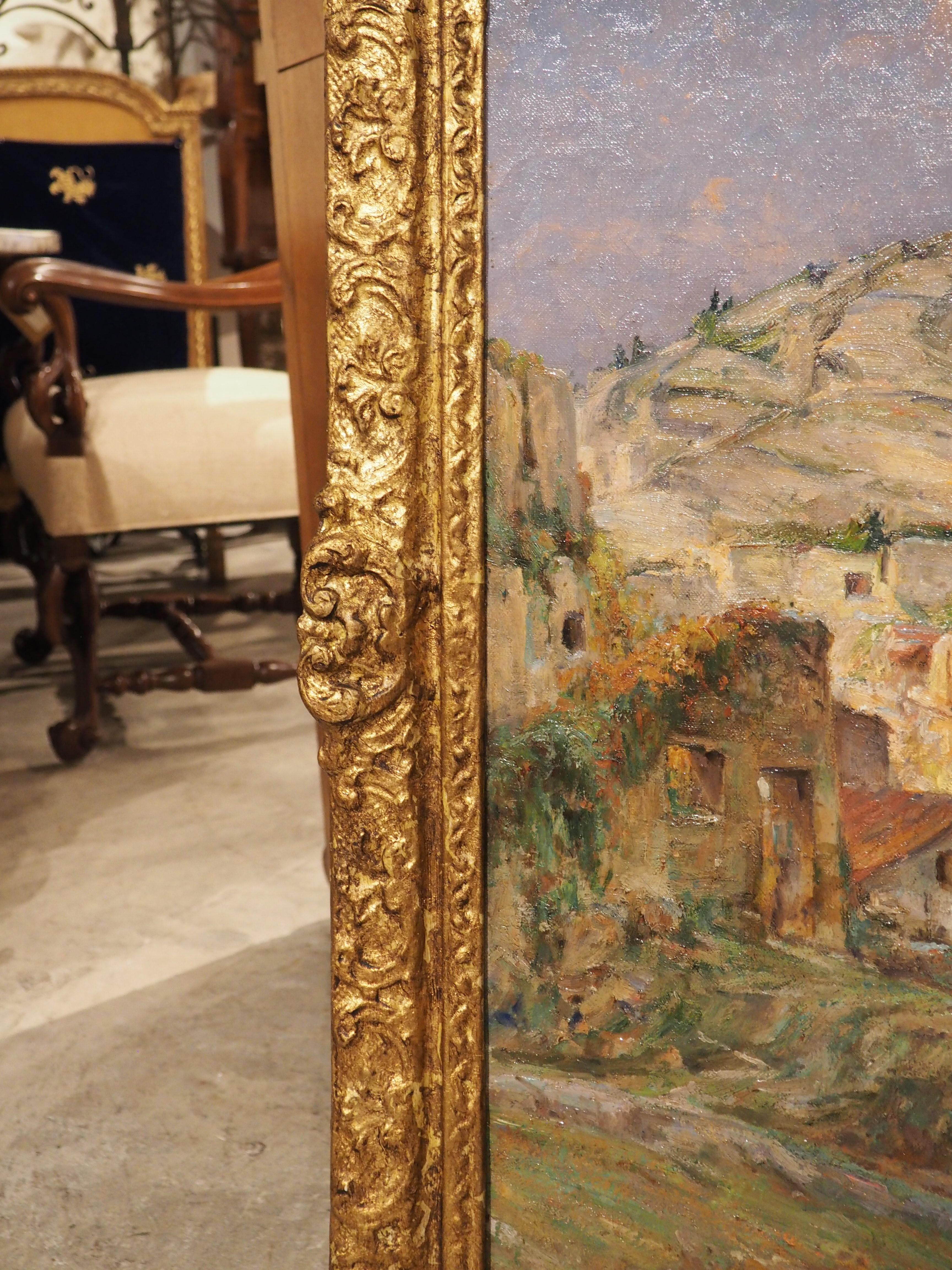 Peinture à l'huile sur toile française représentant Les Baux-de-Provence, datée de 1926 2
