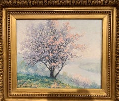 French Oil on Canvas Painting in Gilt Frame "Le Printemps" Signed R. Thibesart