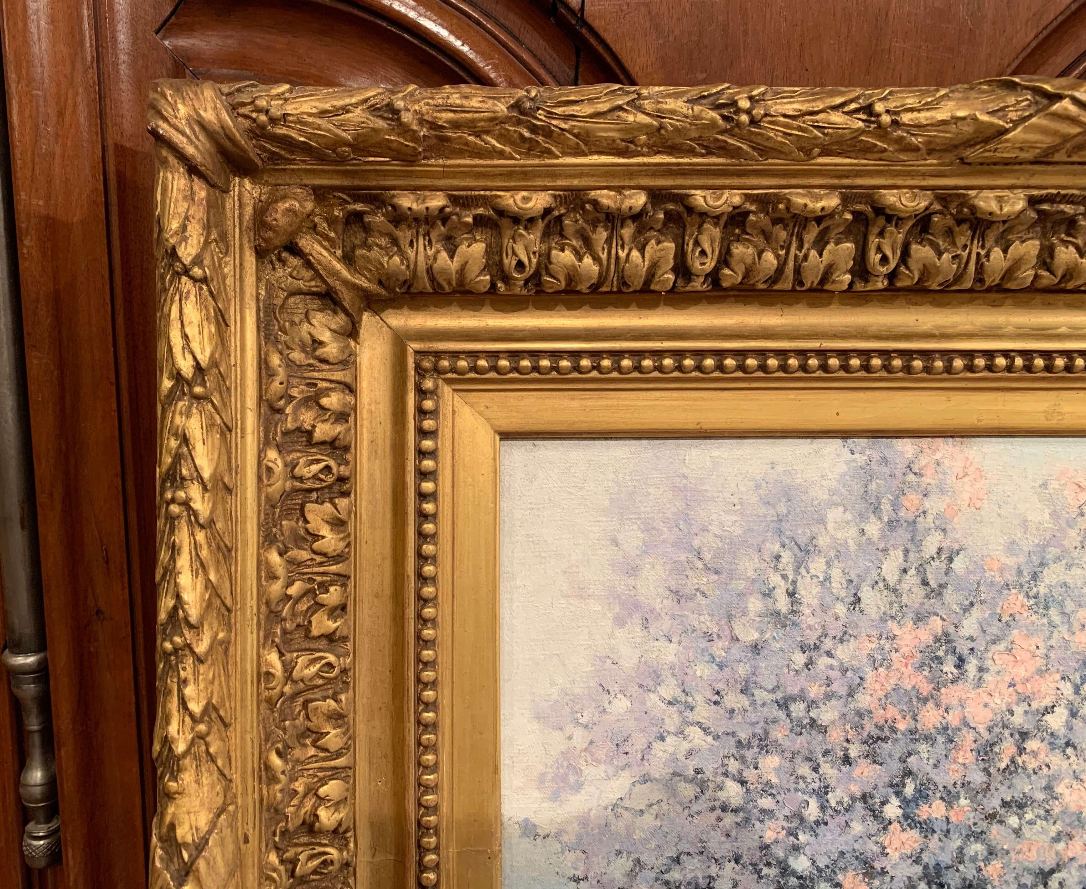 French Oil on Canvas Painting in Gilt Frame 