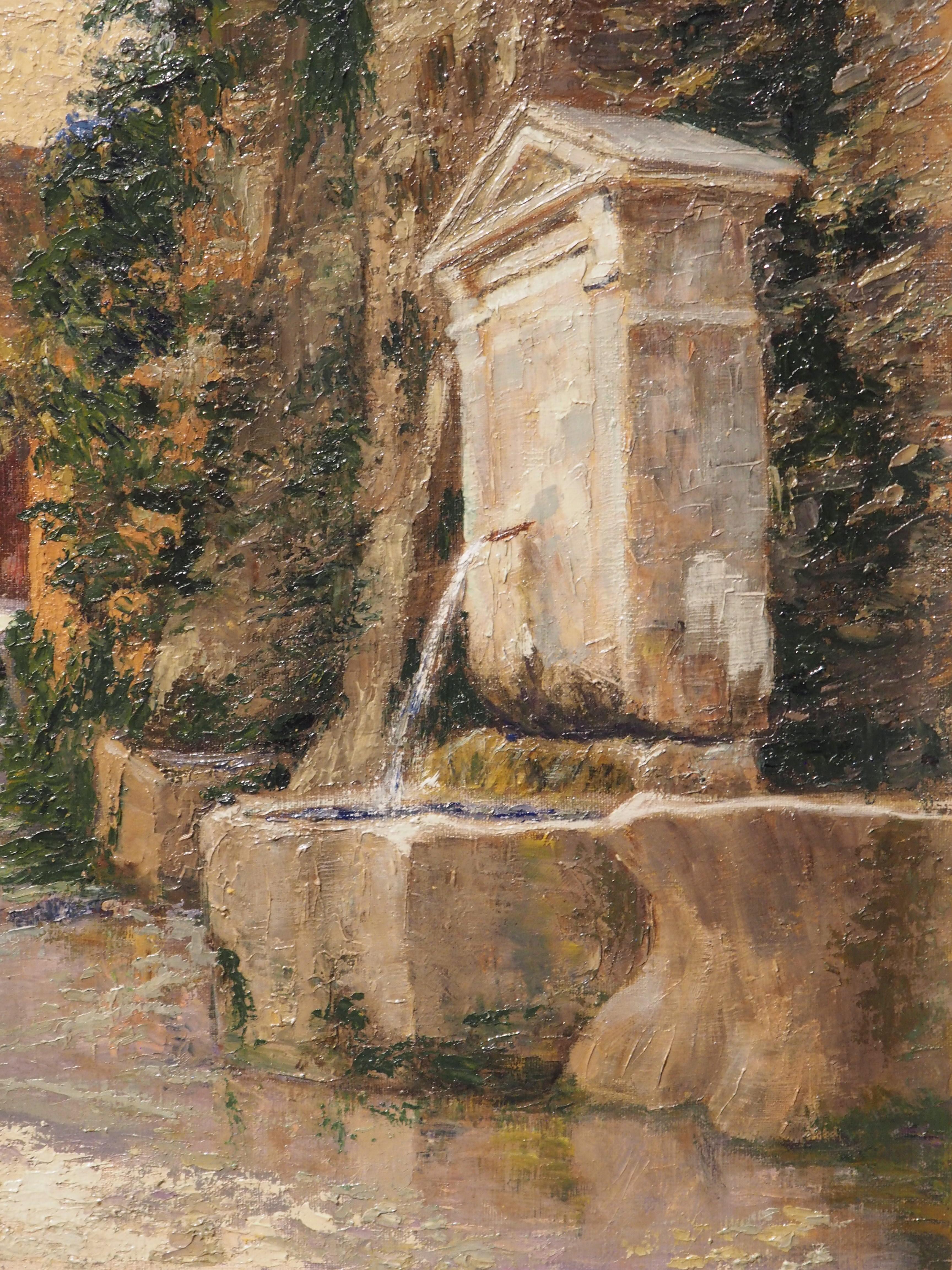 French Oil on Canvas Painting of a Street Fountain in Provence, Signed L. Mery 4