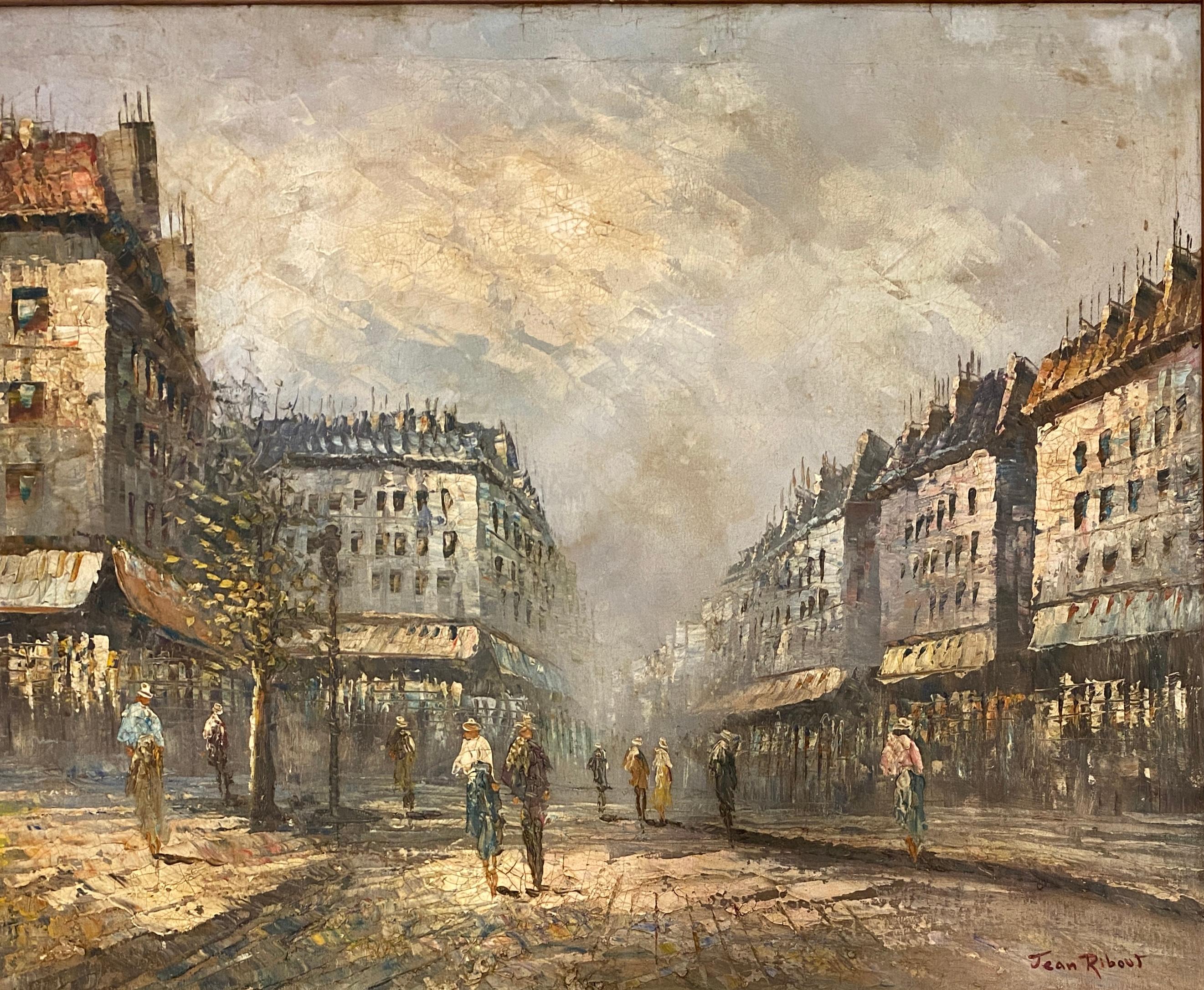 Cattura il trambusto di Parigi: Il dipinto olio su tela di Jean Ribout

Questo vibrante dipinto a olio di Jean Ribout ti immerge nel cuore di Parigi, in Francia, catturando la vivace energia e il fascino senza tempo di una strada cittadina. Le abili