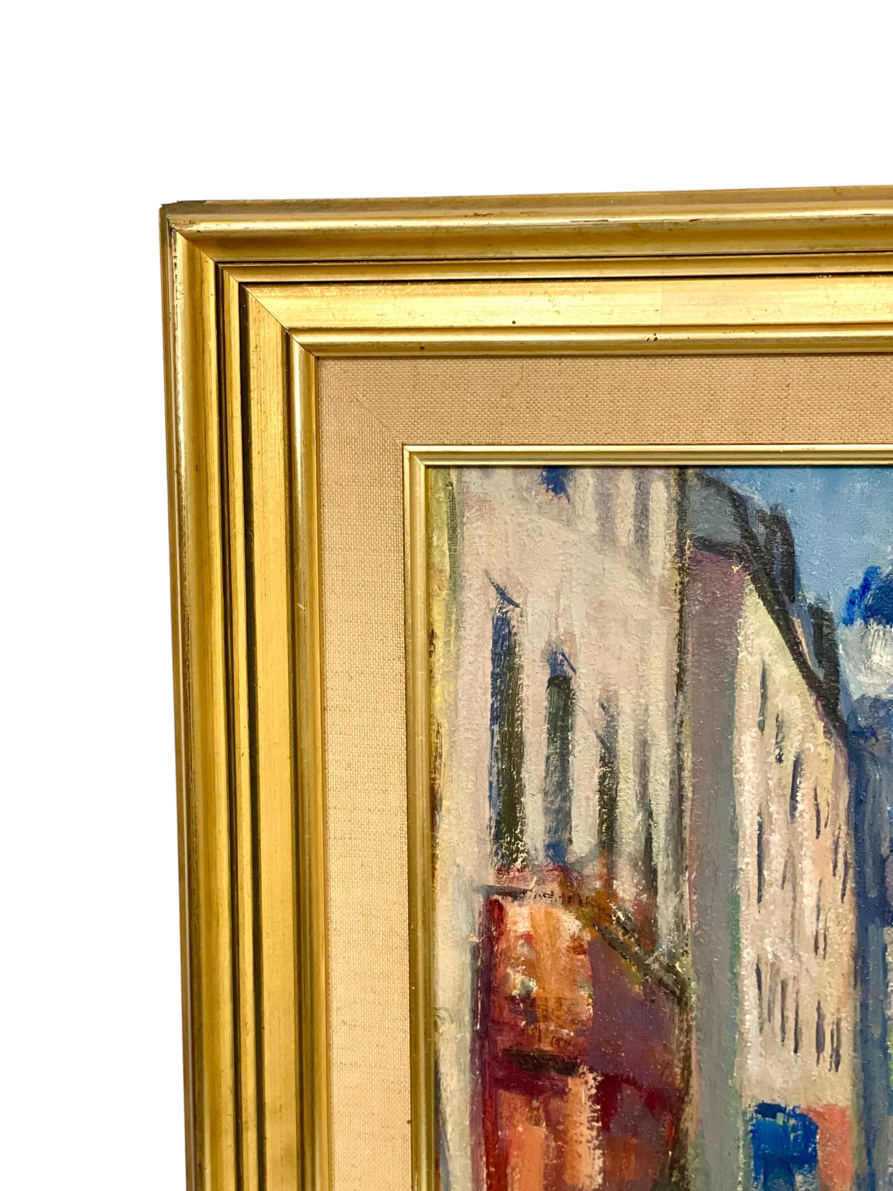 Doré « Paris Montmartre », huile sur toile dans un cadre en bois doré de Louis Audibert en vente