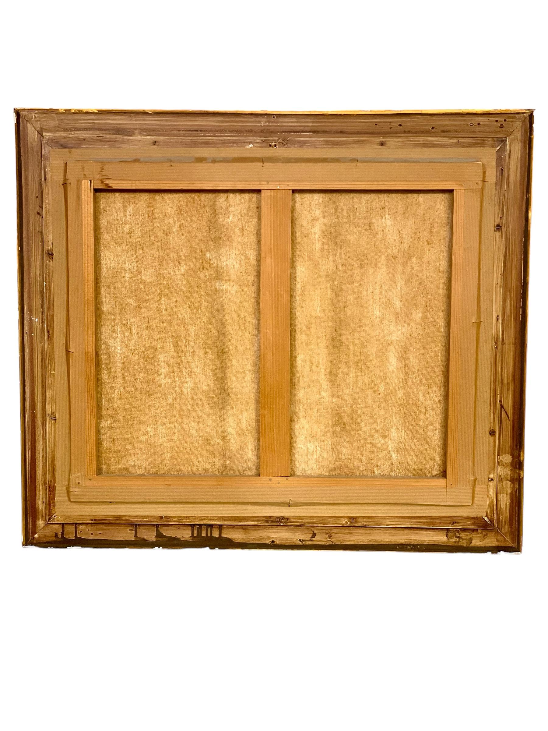 Toile « Paris Montmartre », huile sur toile dans un cadre en bois doré de Louis Audibert en vente