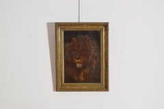 French Oil on Canvas, Portrait of a Lion, ca. 1860-1870