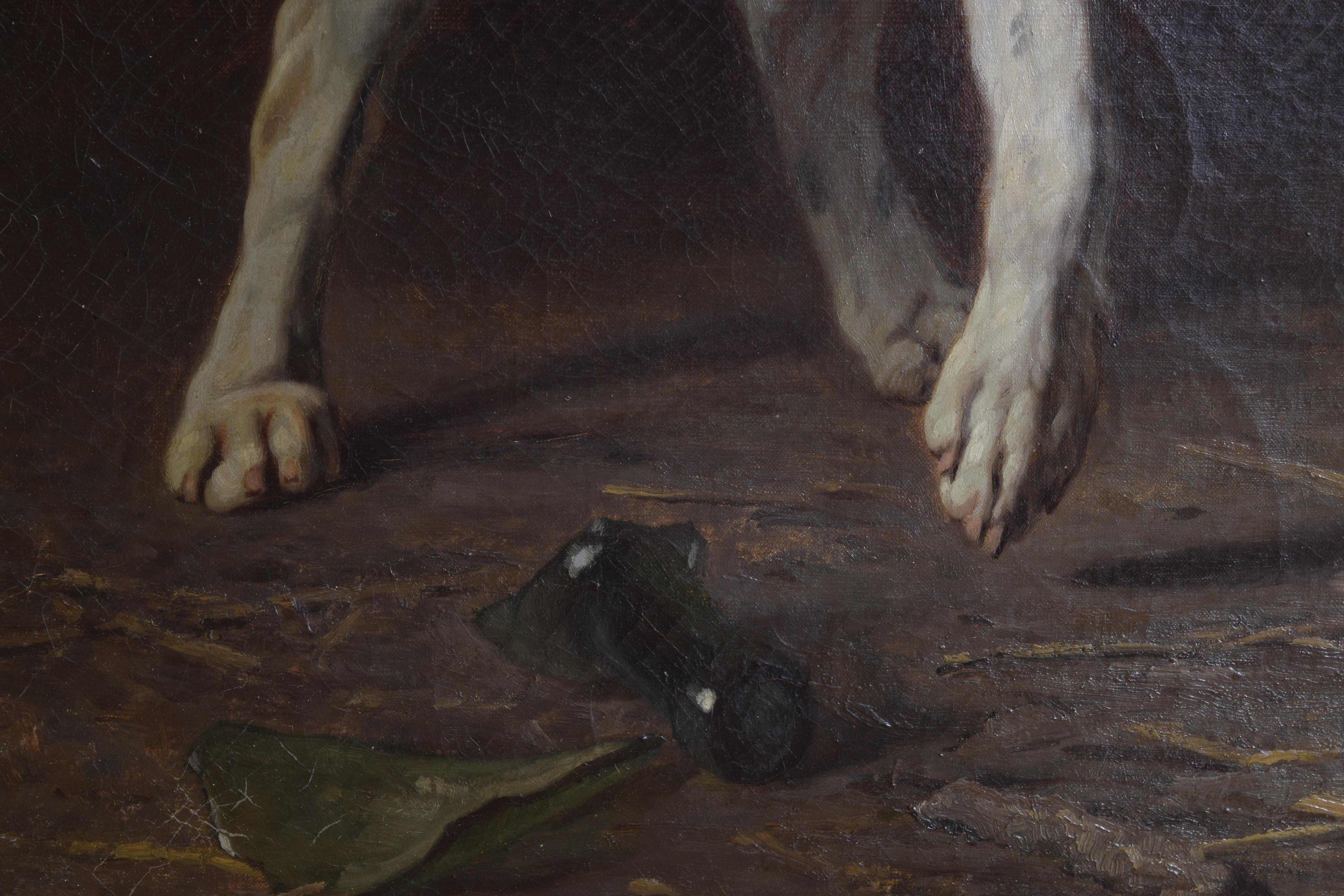 Huile sur toile du Staffordshire Bull Terrier, d'Haussy, vers 1870 1