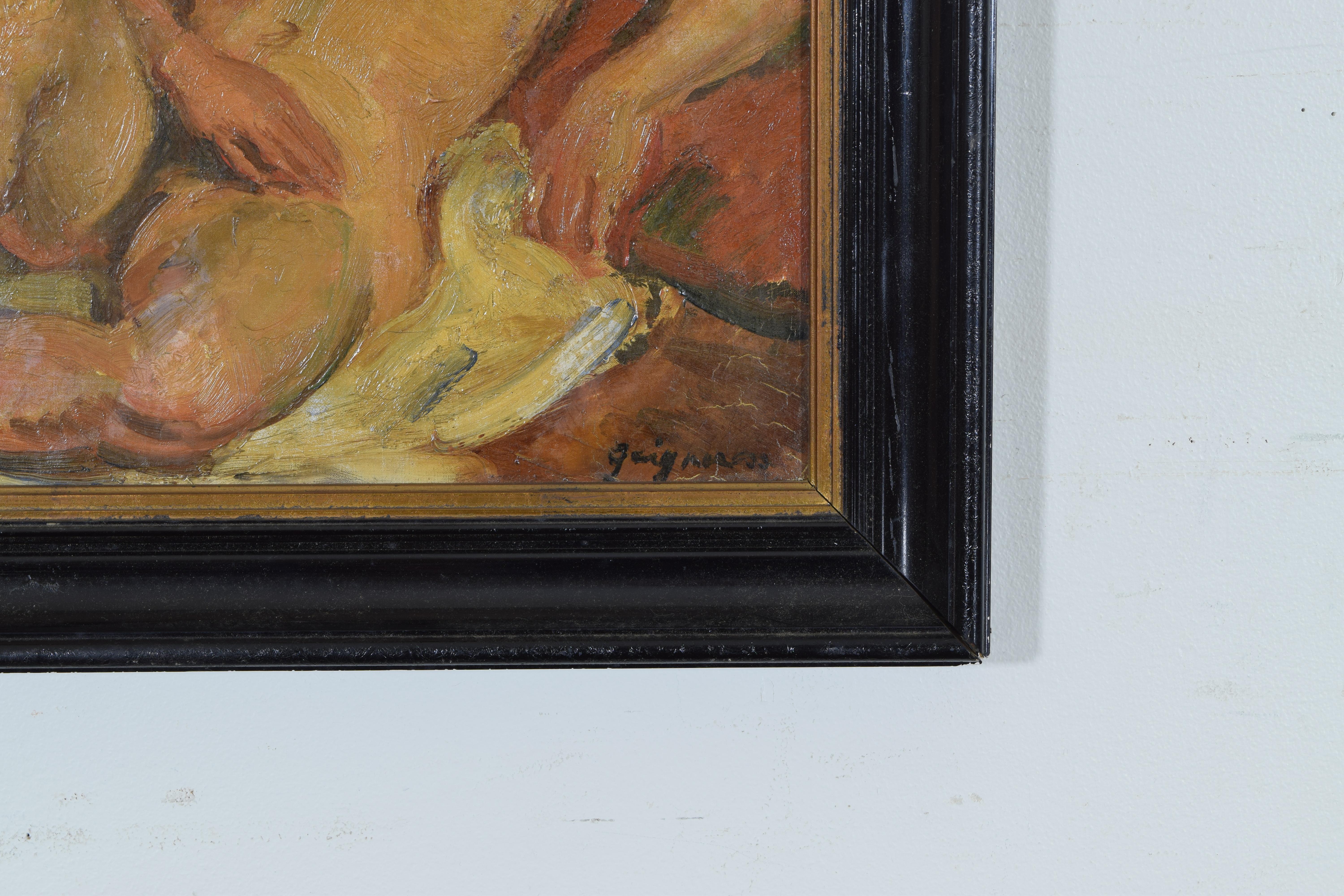 French Oil on Canvas, Reclining Nude, Second Quarter of the 20th Century In Excellent Condition For Sale In Atlanta, GA