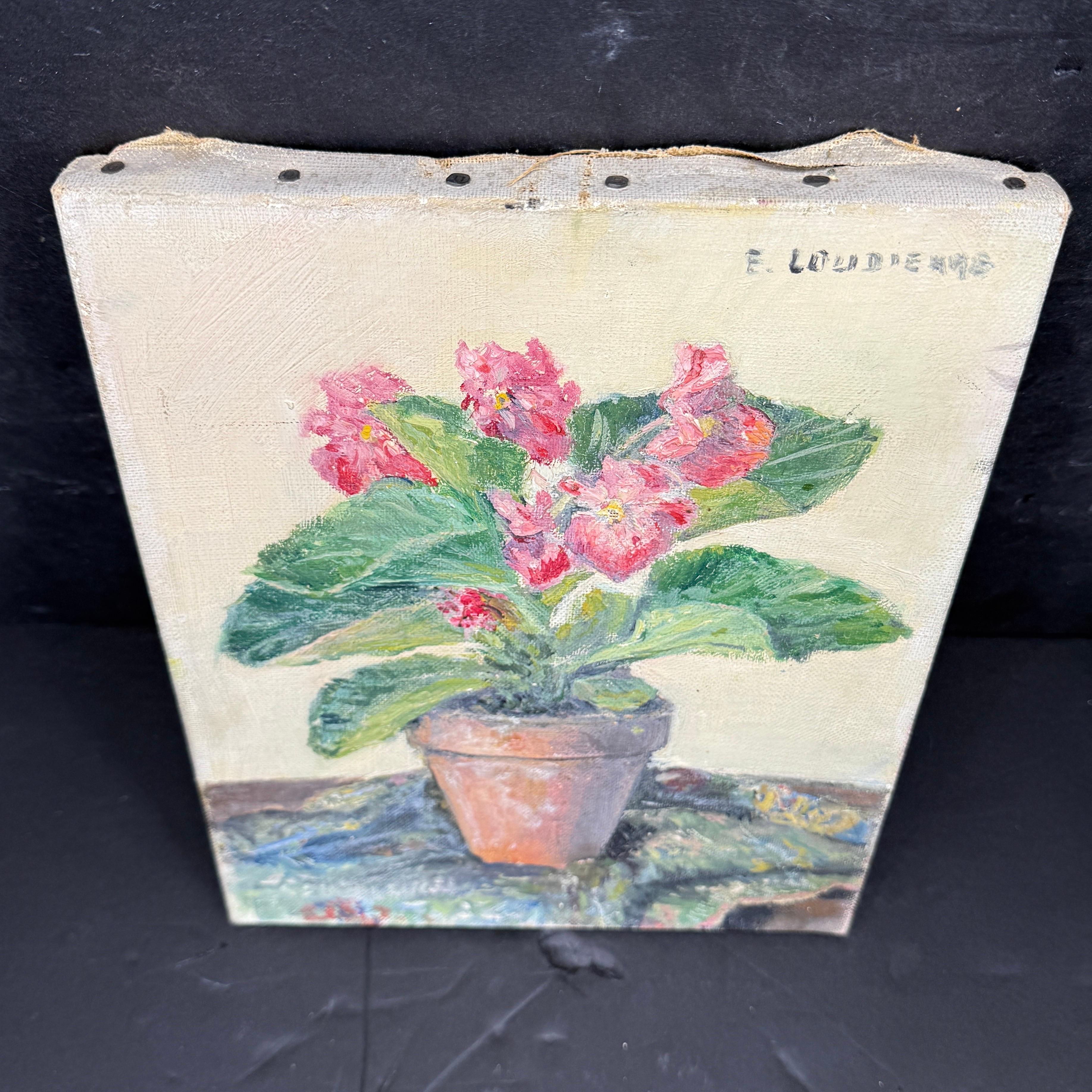 Französisches Ölgemälde auf Leinwand mit Blumentopf in Paris, signiert (Französische Provence) im Angebot