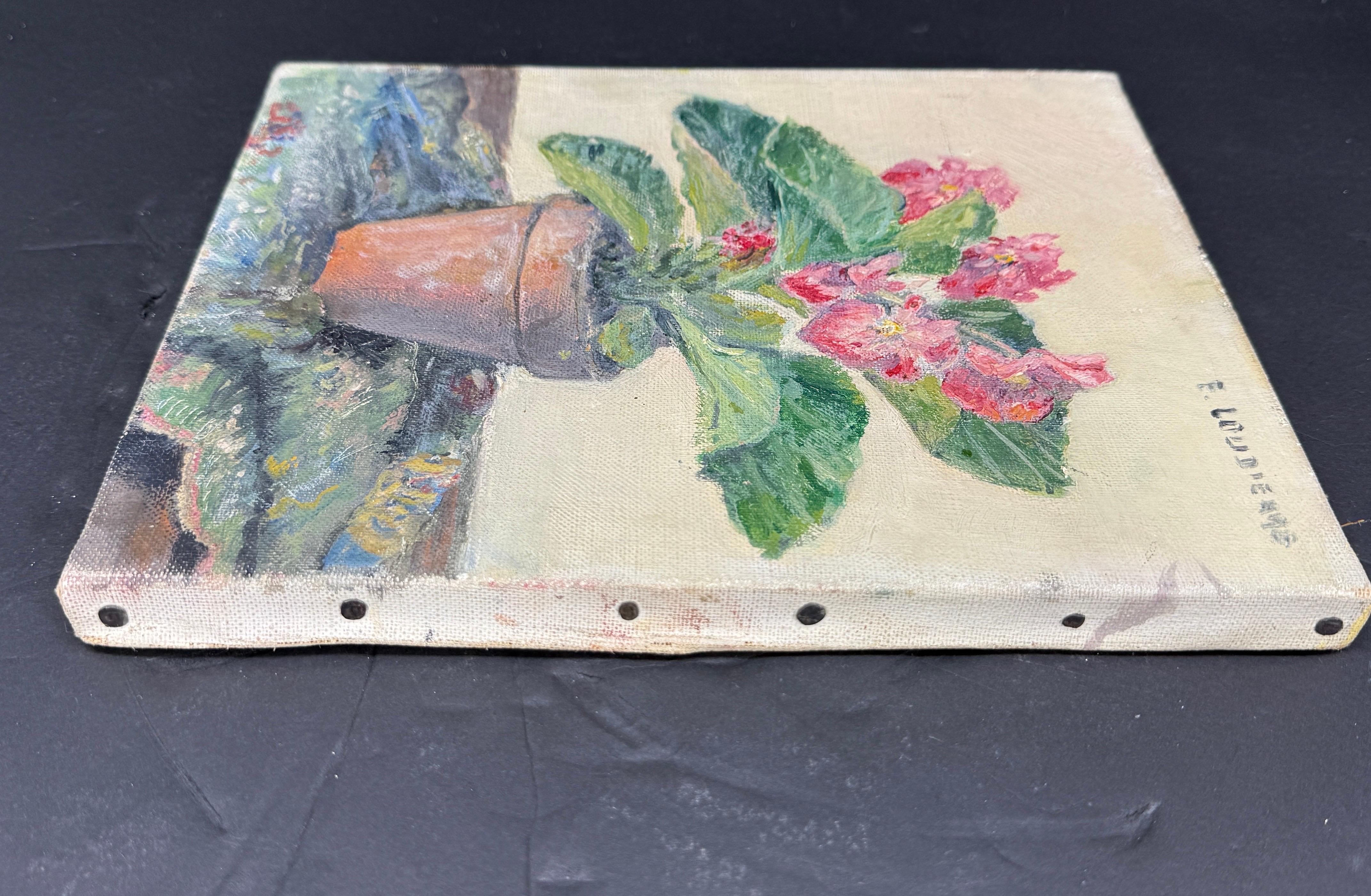 Französisches Ölgemälde auf Leinwand mit Blumentopf in Paris, signiert im Angebot 2