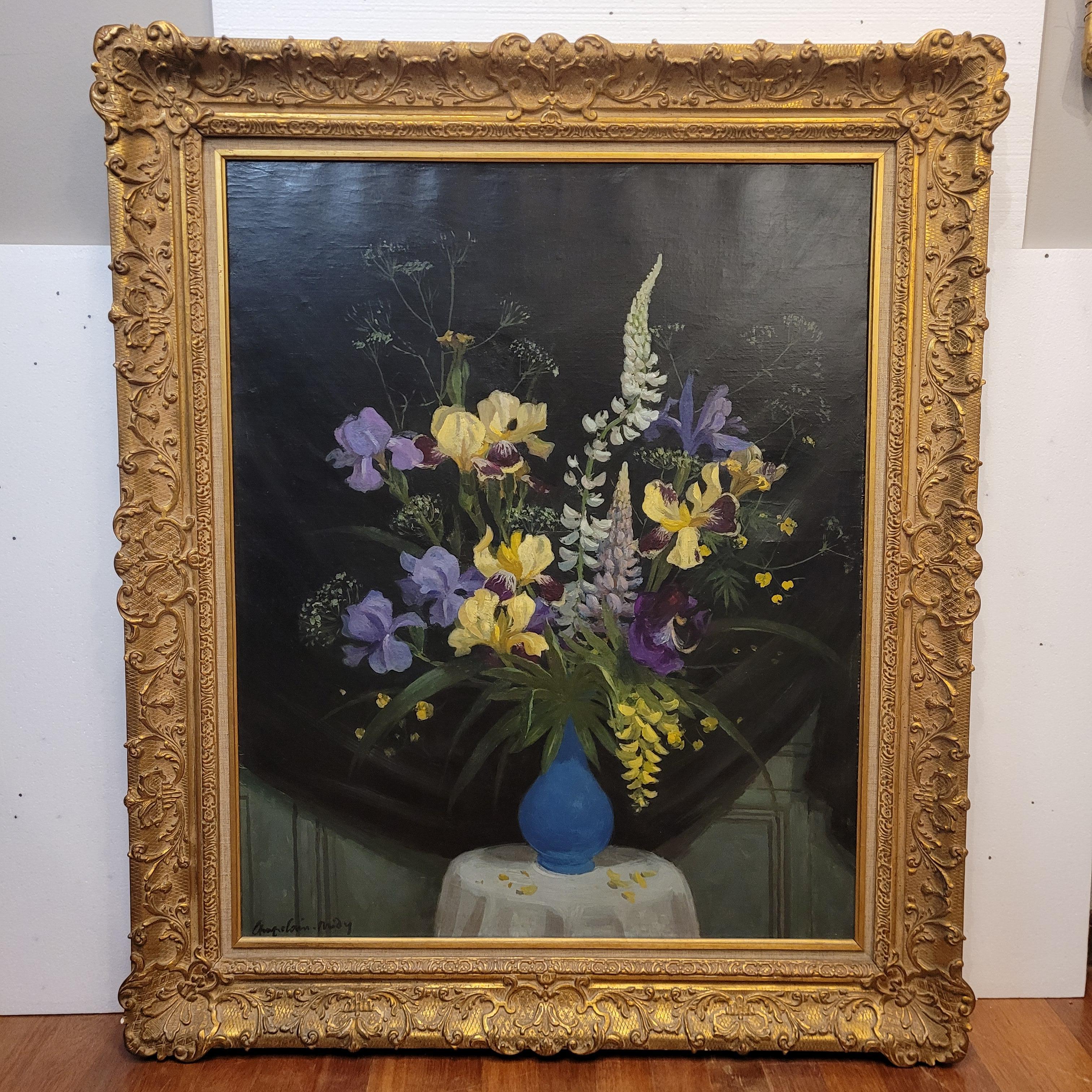 French Oil on Canvas Yellow blue Still llife ROGER CHAPELAIN-MIDY signed im Zustand „Gut“ im Angebot in Valladolid, ES