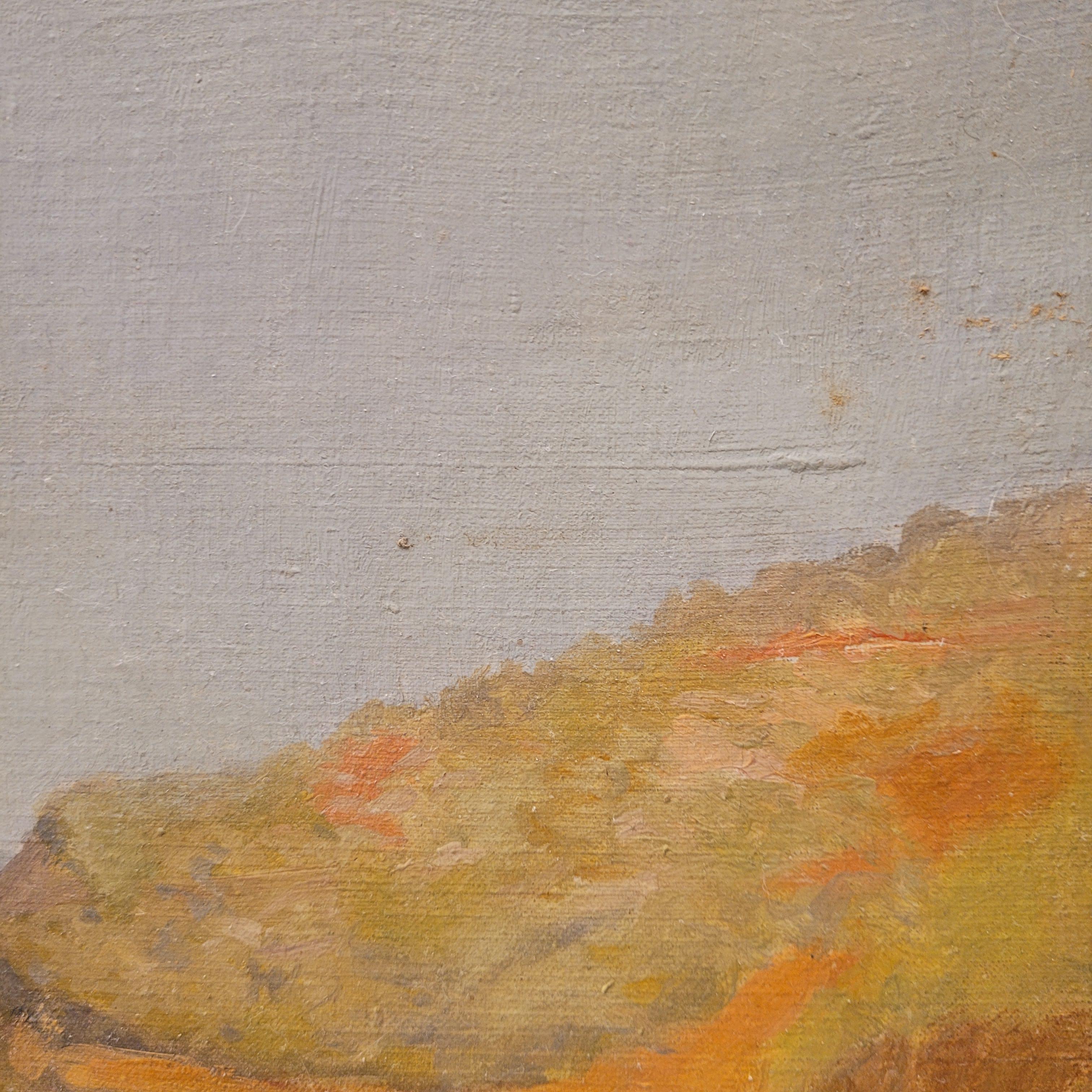 French Oil on cardboard “View of the Villefranche coast”Rene Charles Edmond His For Sale 1