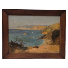 Französisches Ölgemälde auf Karton Ansicht der Küste von Villefranche, Charles Edmond His