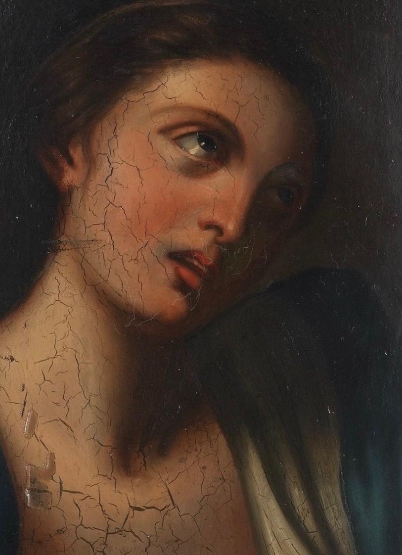 Neoclassical French Oil on Panel Painting of a Woman c. 1815 For Sale