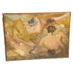 Vintage French Oil Painting By Daniel Clesse - Nude