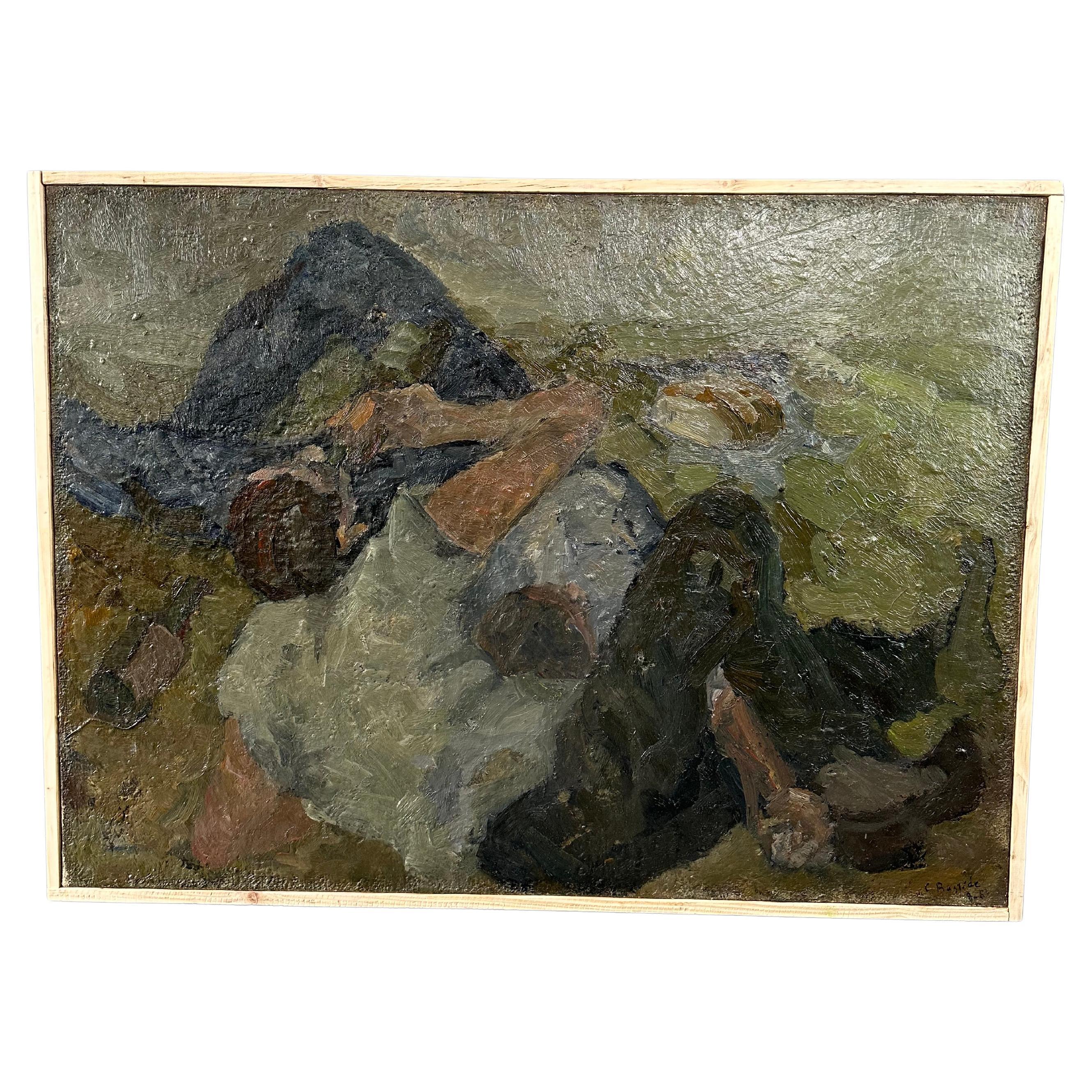 French Oil Painting by Daniel Clesse - Vino For Sale