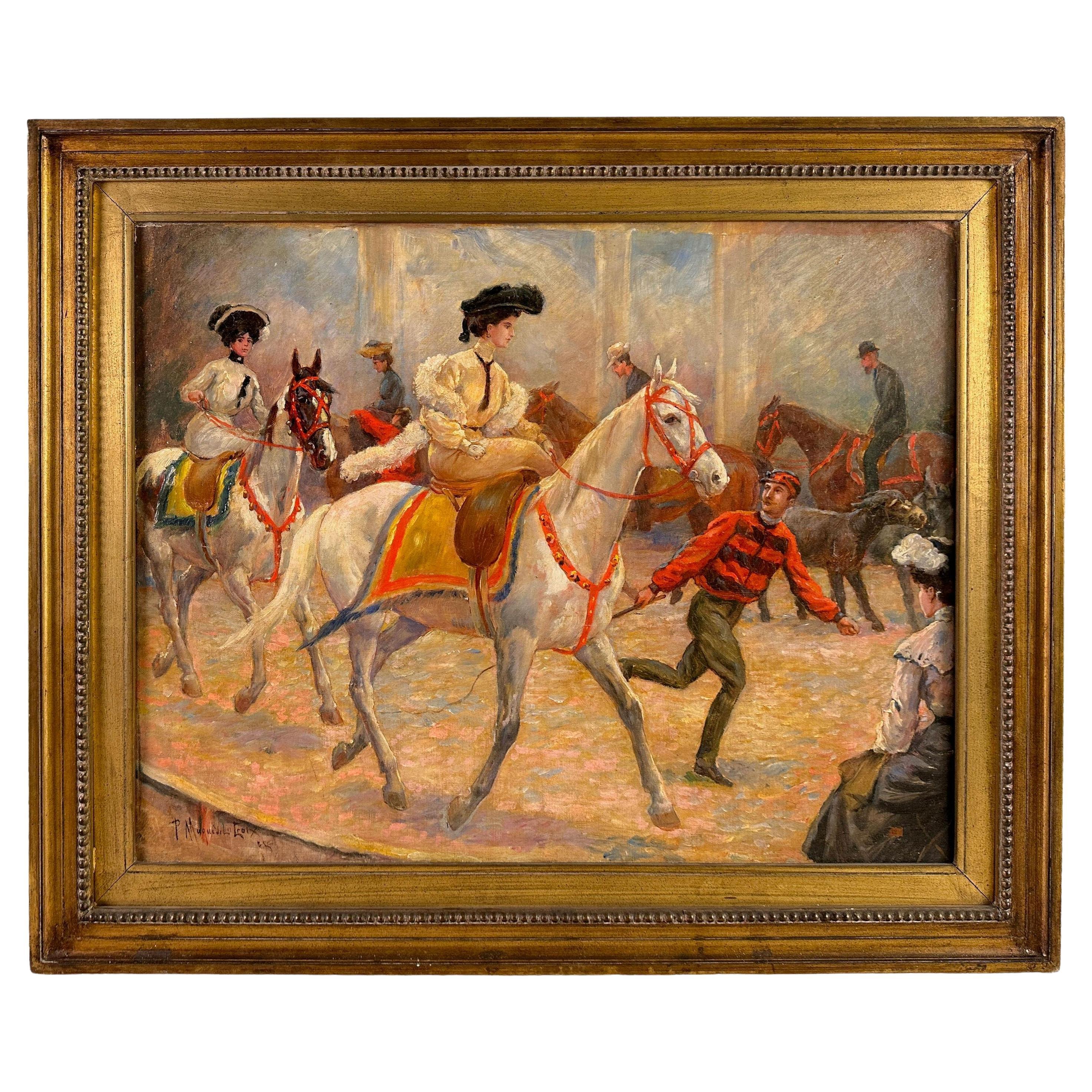 Óleo francés de Louis-Auguste-Paul Magne de la Croix (1875-1942)