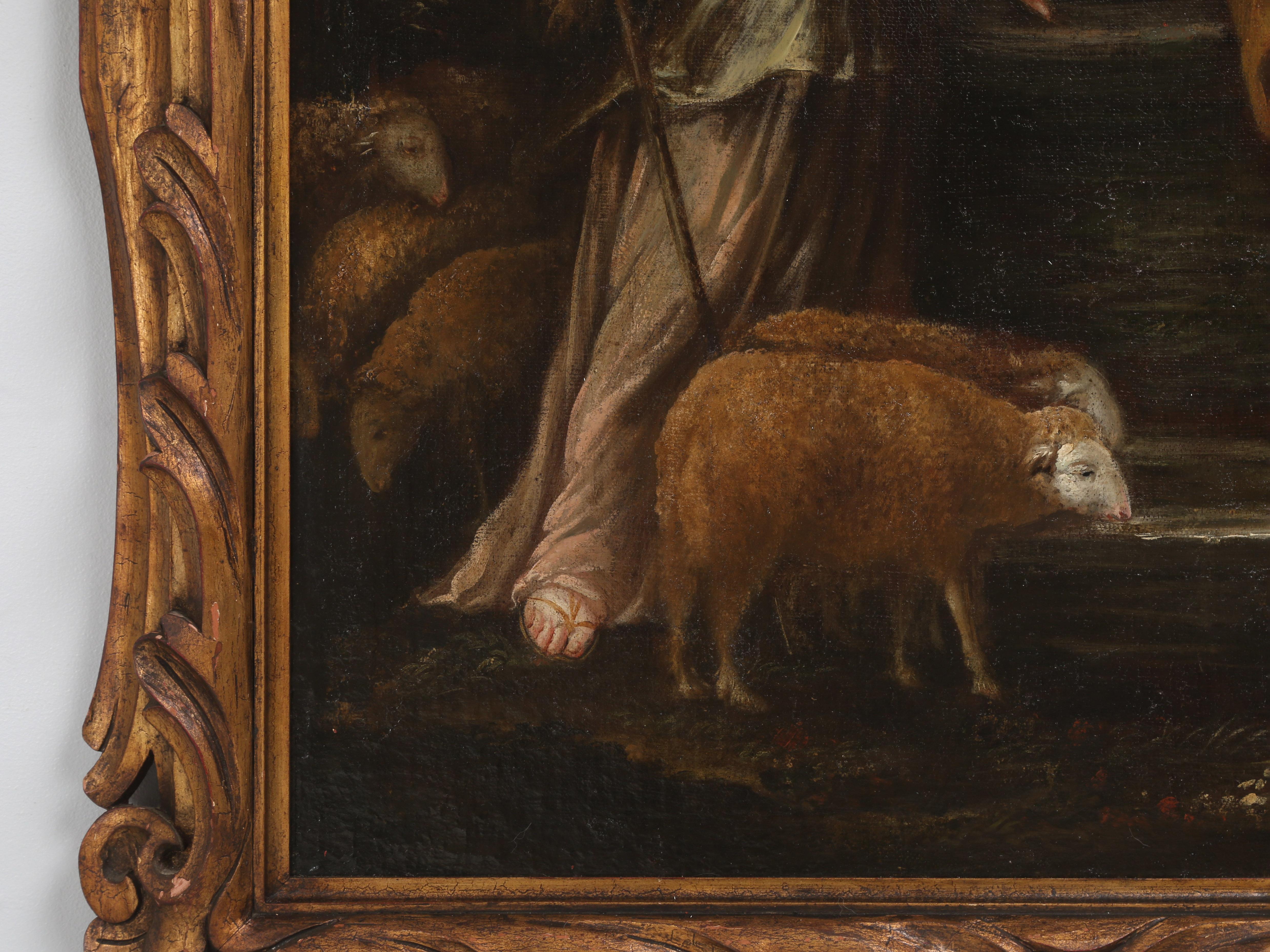Óleo francés c1700 Historia bíblica de Rebeca y el siervo de Abraham en venta 4