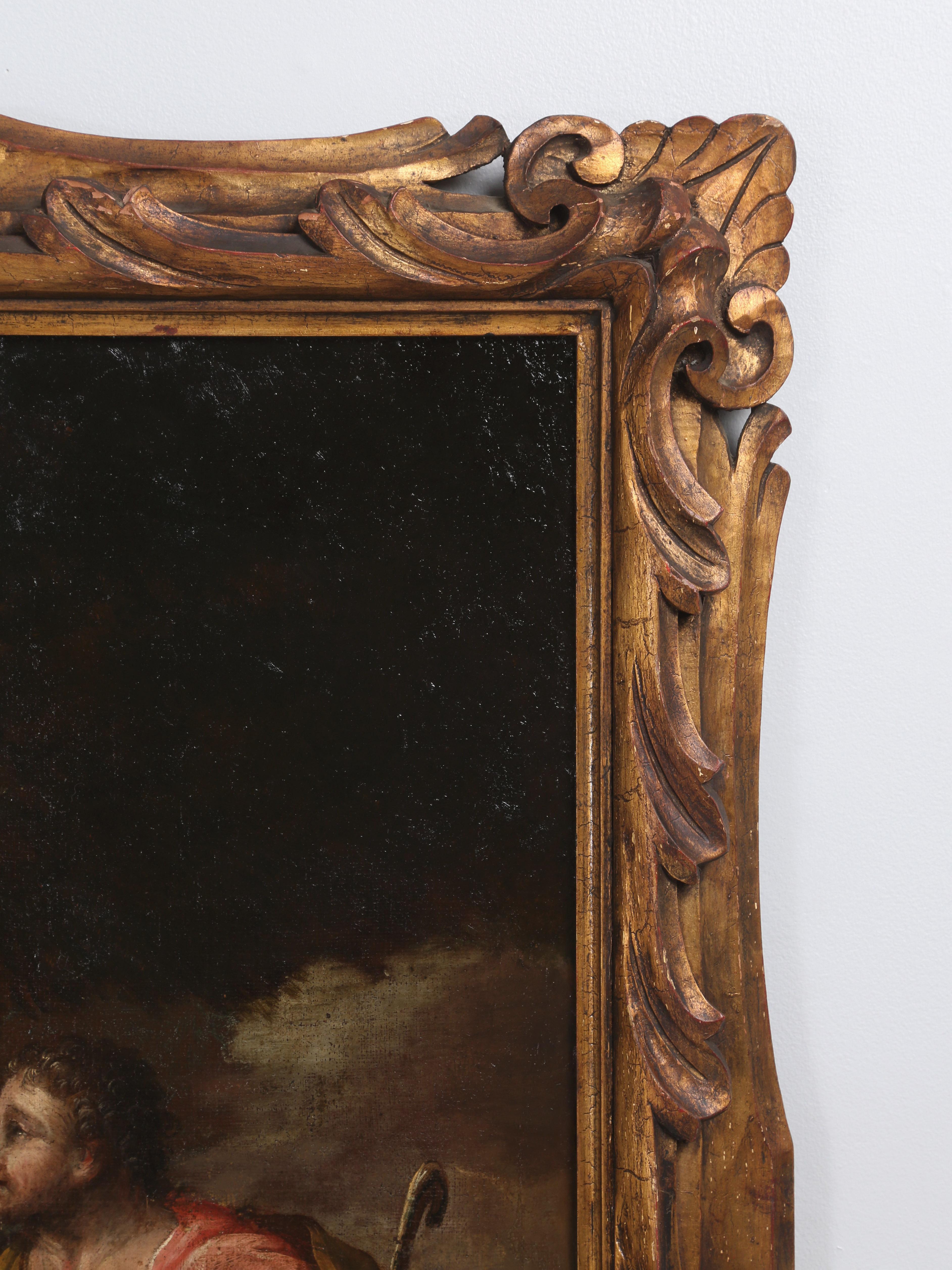 Óleo francés c1700 Historia bíblica de Rebeca y el siervo de Abraham Francés en venta