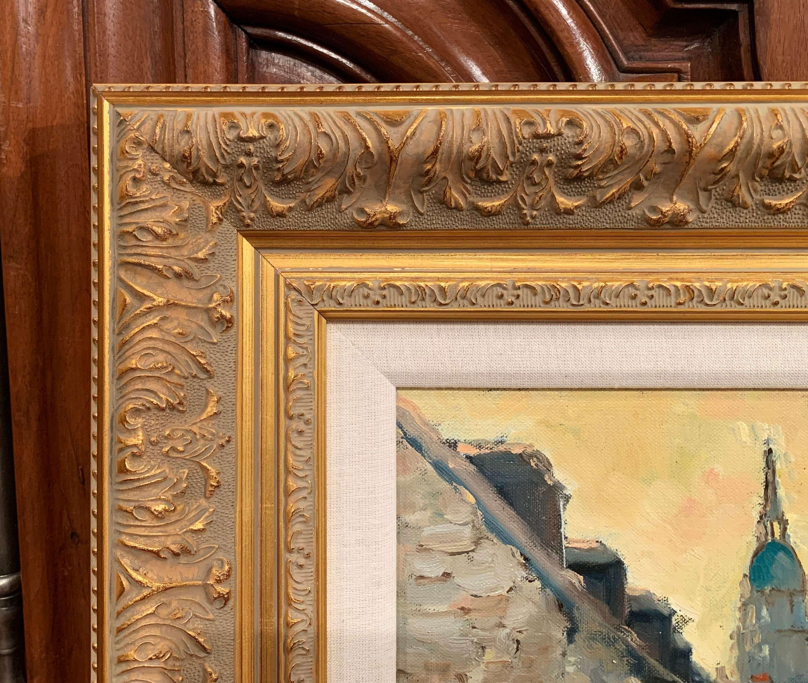 Canvas French Oil Painting in Gilt Frame 