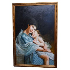 Pittura a olio francese Ritratto d'amore di madre e figlio 6 ft 198 CM