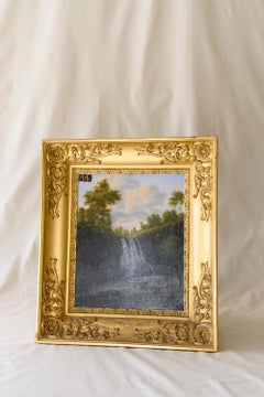 French Oil Painting of a Cascade in the Loire Valley by M. De Lasalle