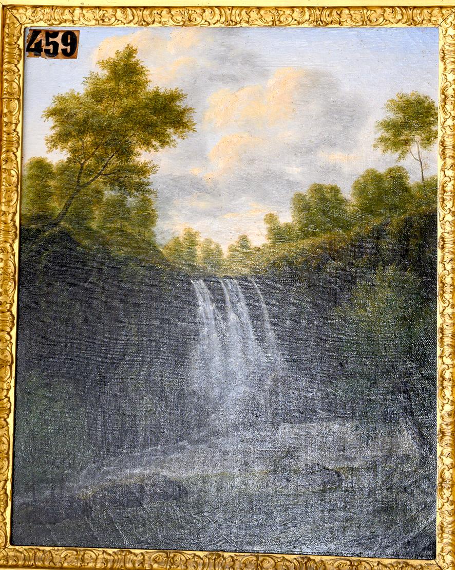 French Oil Painting of a Cascade in the Loire Valley by M. De Lasalle In Good Condition In Ross, CA