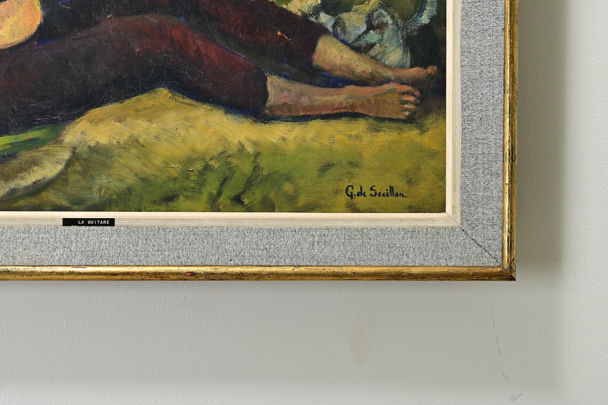 Francese Pittura a olio francese di una signora, incorniciata in vendita