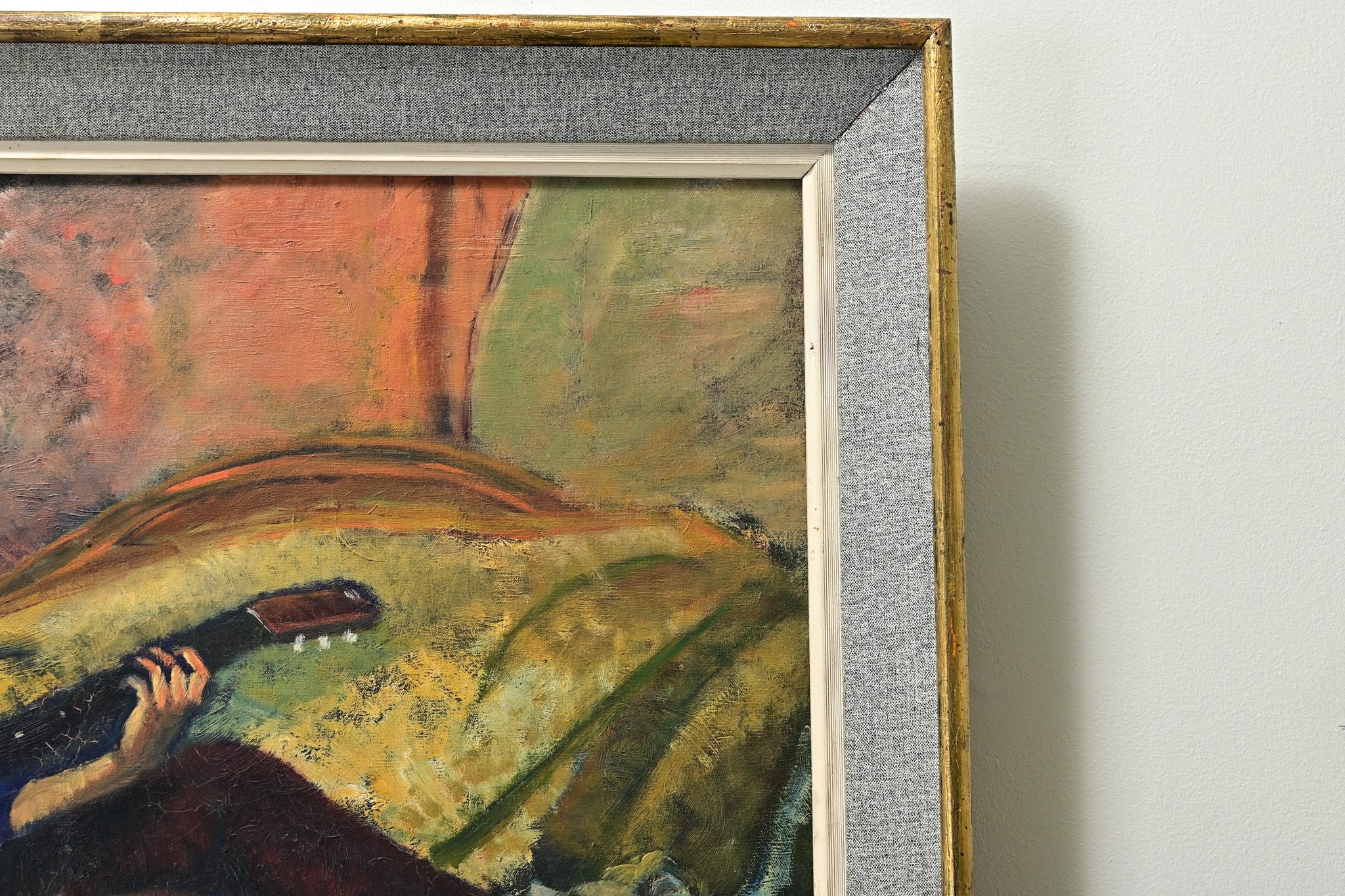 Pittura a olio francese di una signora, incorniciata In condizioni buone in vendita a Baton Rouge, LA