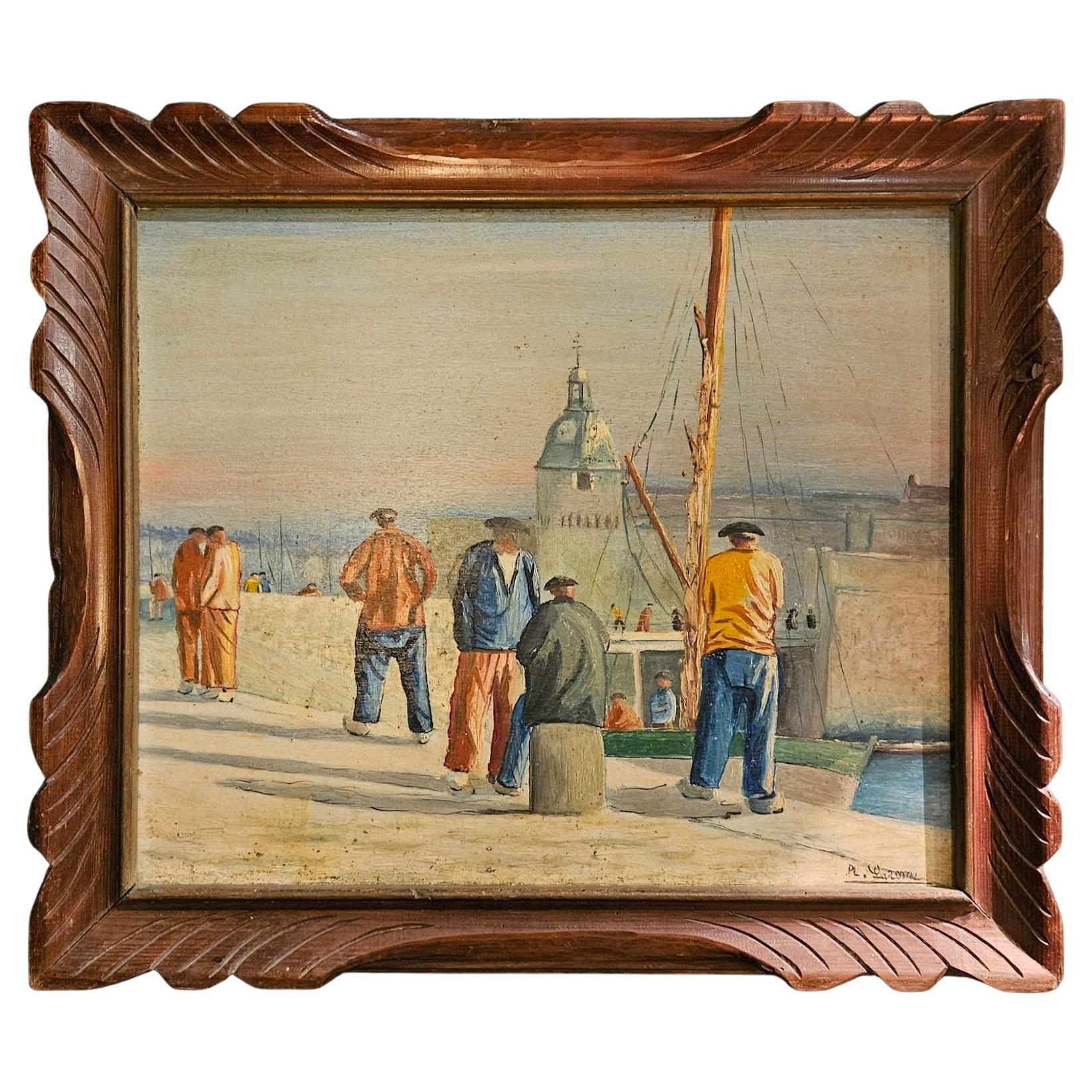 Französisches Ölgemälde auf Karton