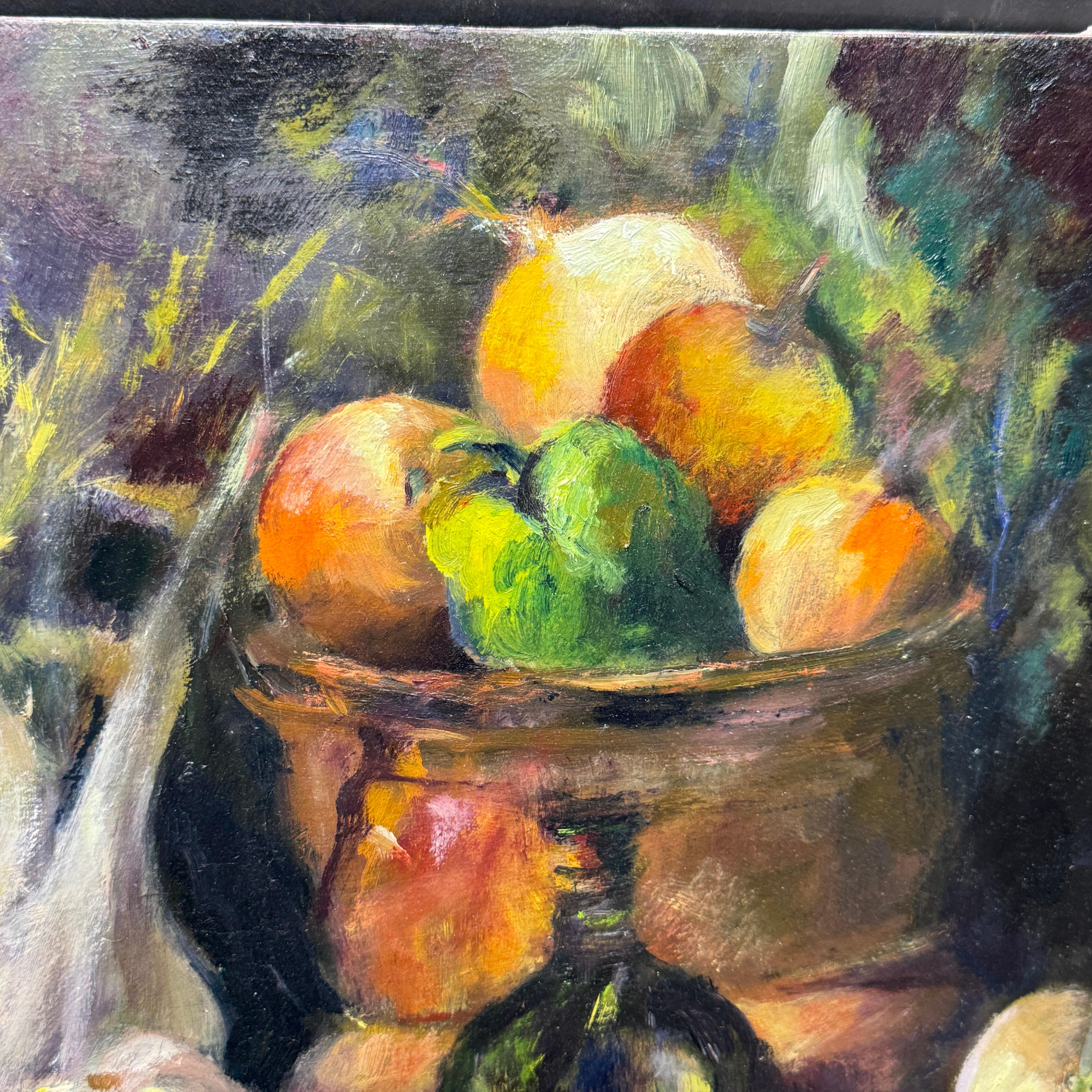 Pittura a olio francese su tela Natura morta con verdure in vendita 2