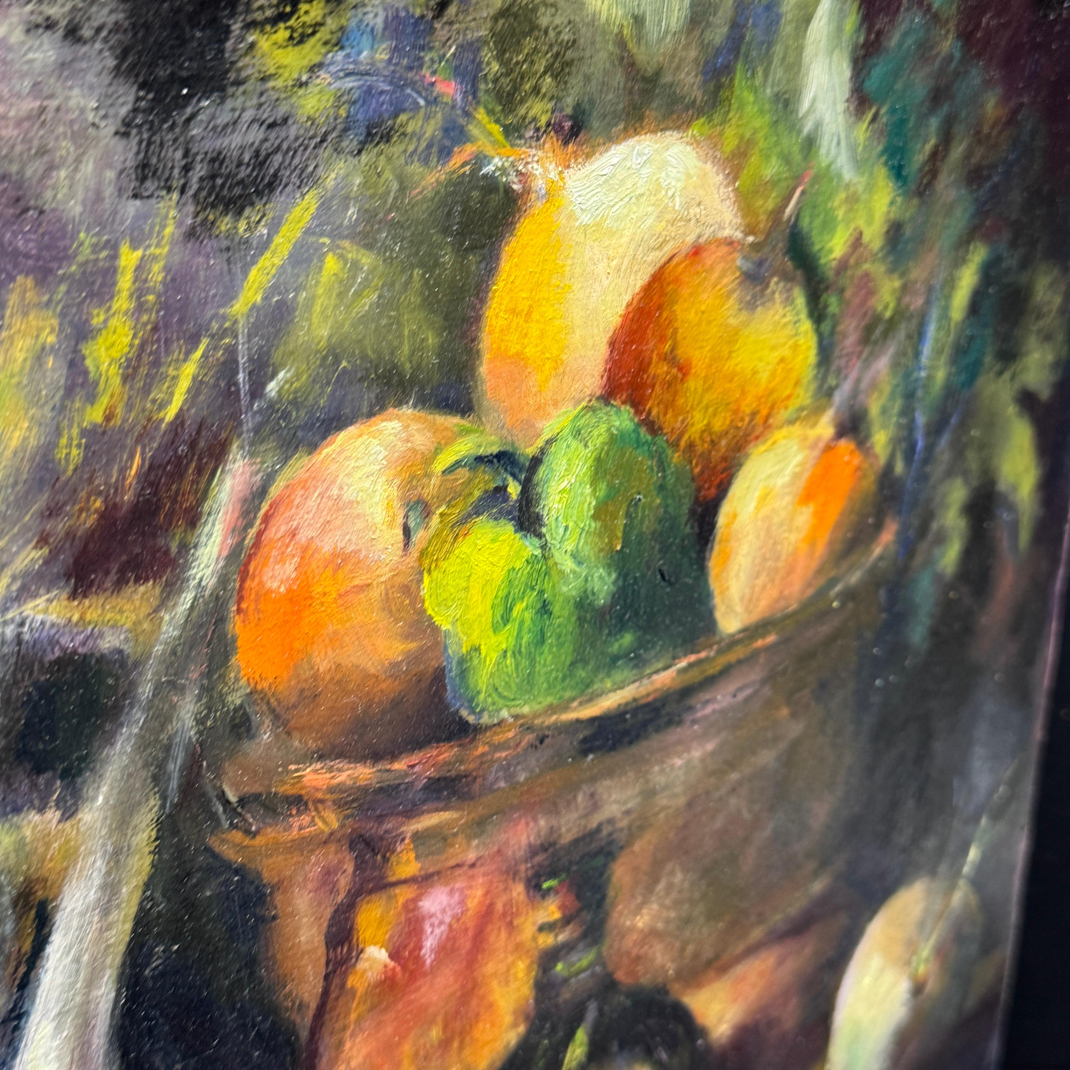 Pittura a olio francese su tela Natura morta con verdure in vendita 8