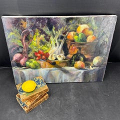 French Market Oil Painting on Canvas Still Life with Vegetables