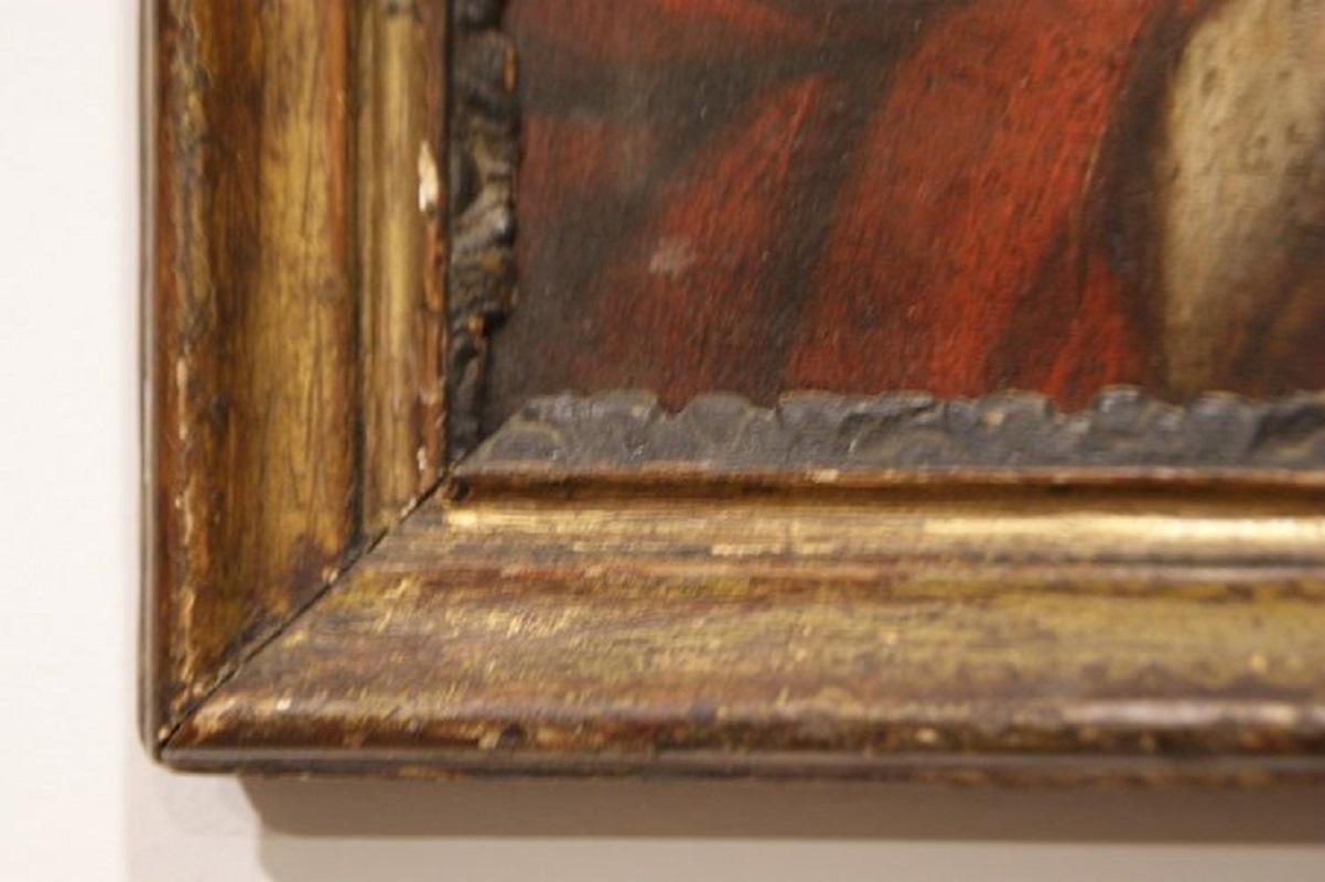 Peinture à l'huile française sur panneau des années 1600 représentant le sacré Jésus  Excellent état - En vente à Barletta, IT