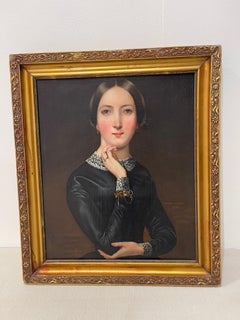 French Oil Painting Portrait of Woman Signed Vincent Ferraud 1848