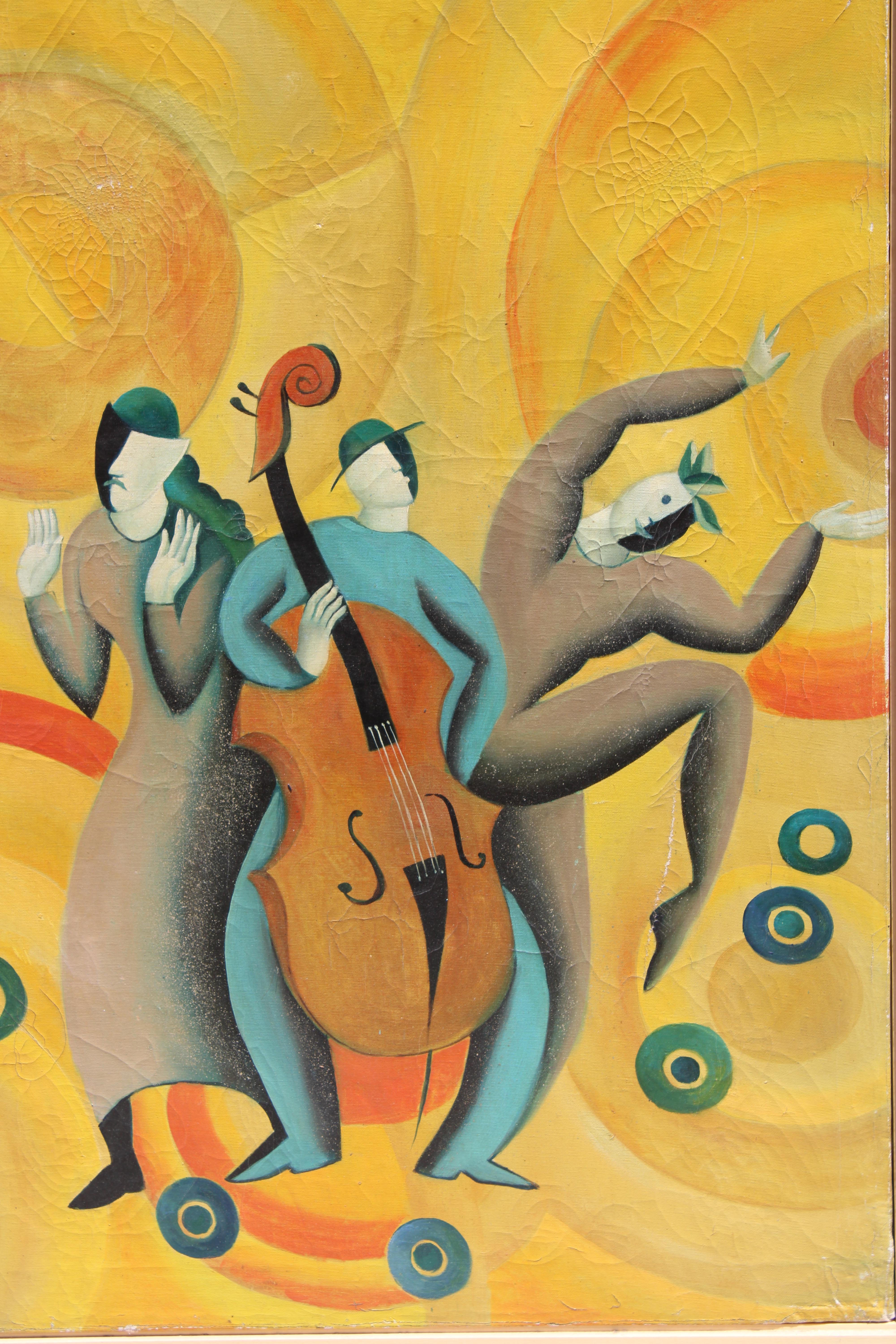 Art déco Peinture à l'huile française intitulée Le Dance, 1944 en vente