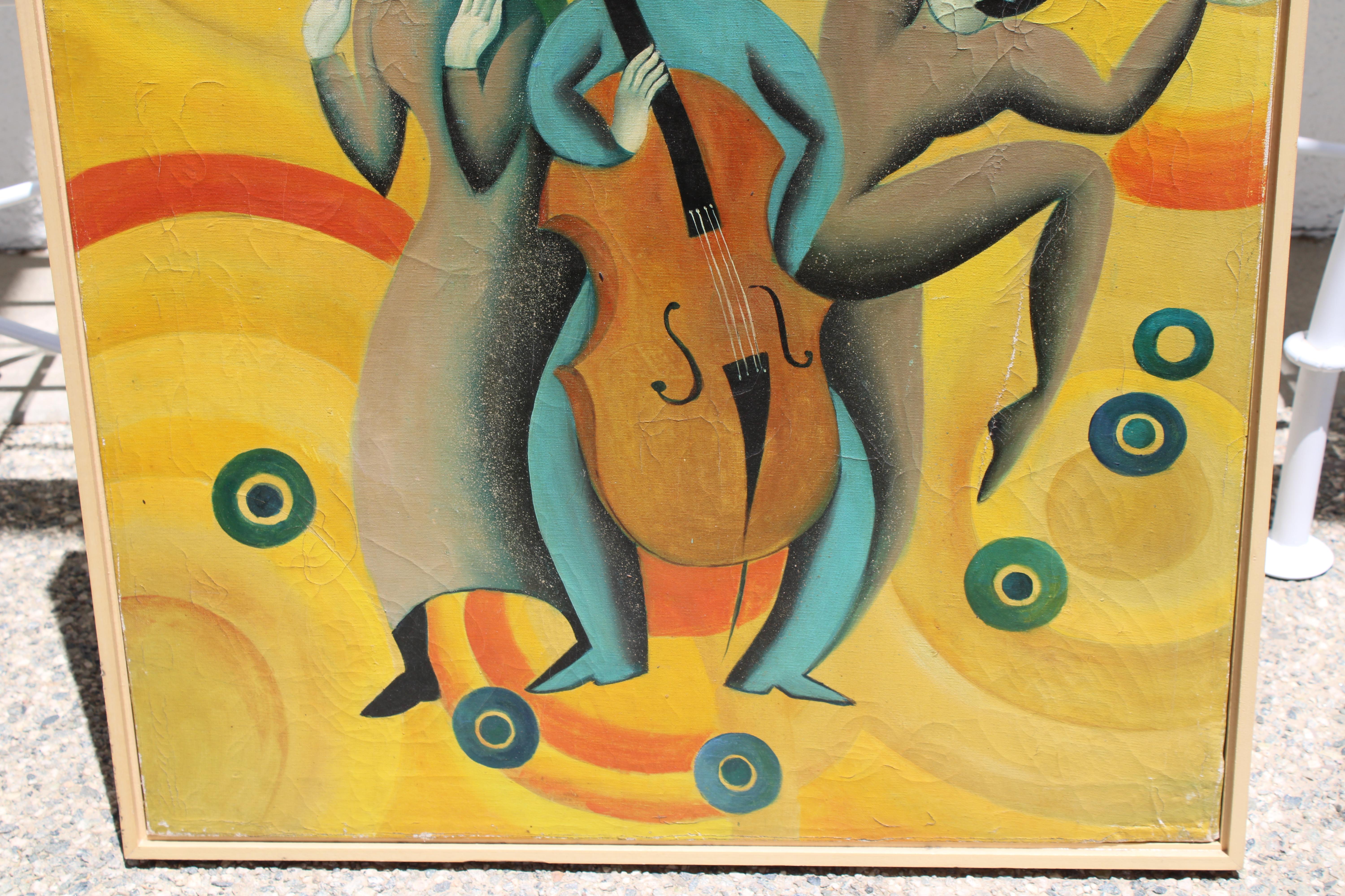 Peinture à l'huile française intitulée Le Dance, 1944 Bon état - En vente à Palm Springs, CA