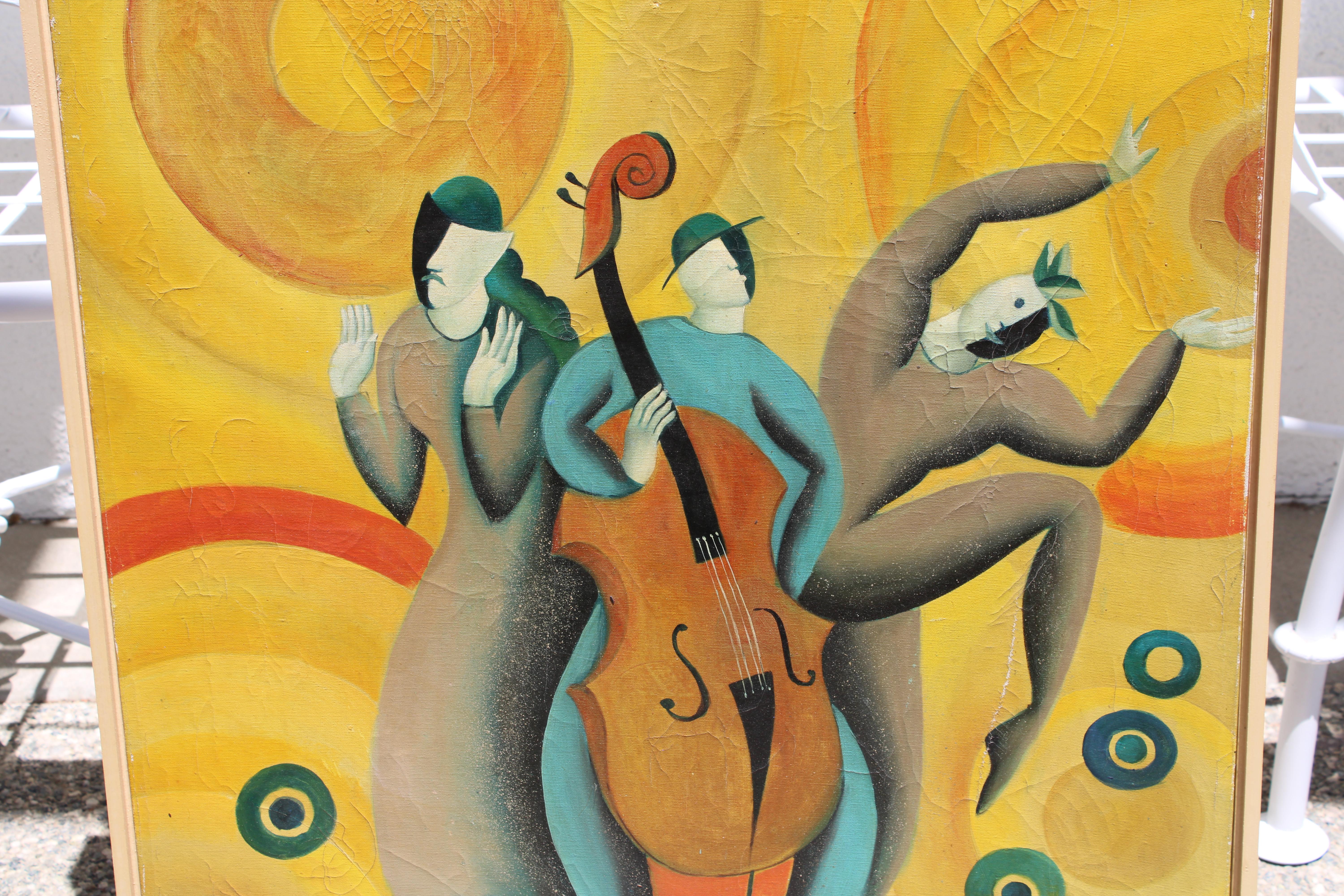 Milieu du XXe siècle Peinture à l'huile française intitulée Le Dance, 1944 en vente