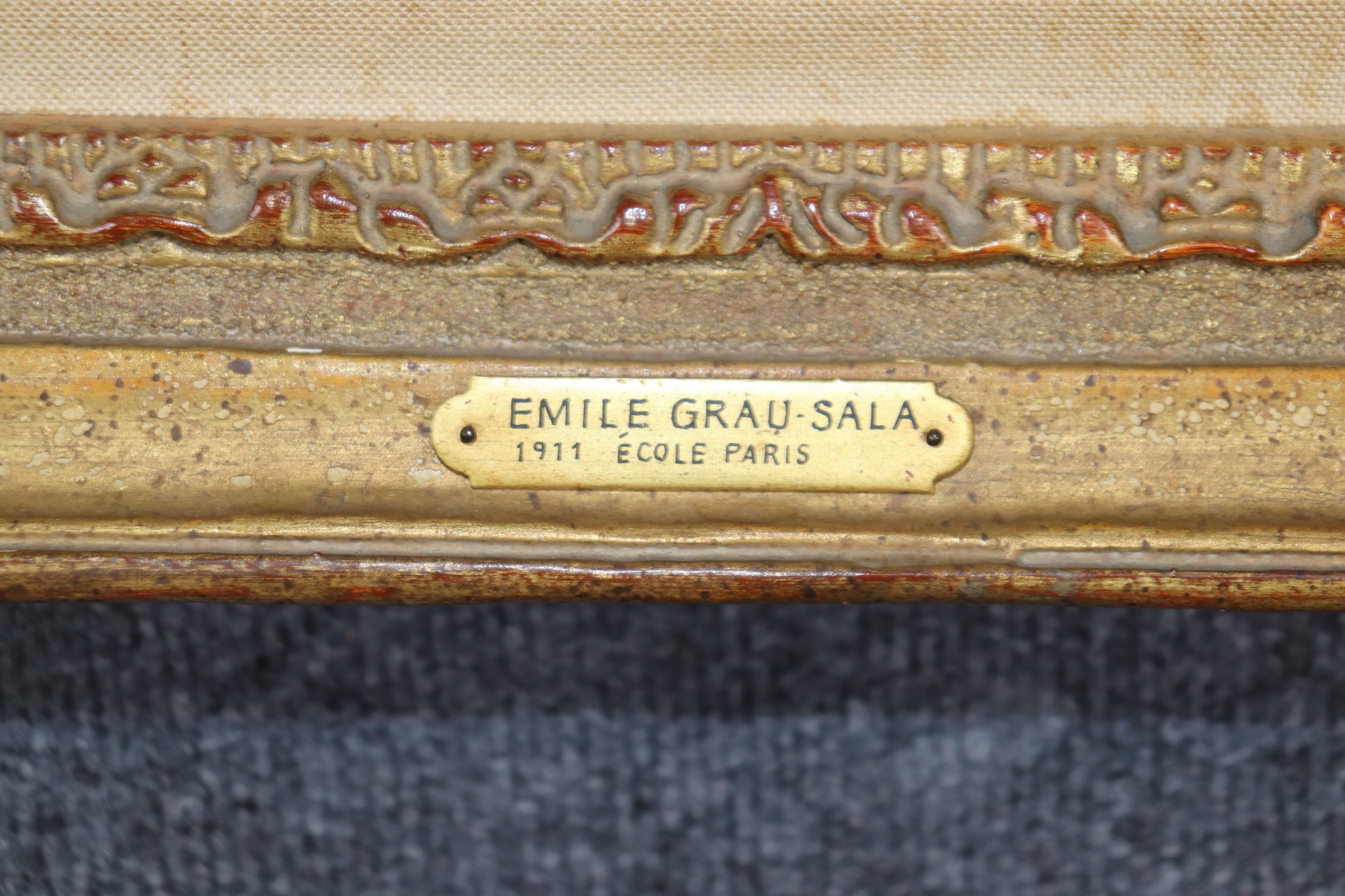 Französisches Ölgemälde auf Leinwand mit Pferderennenszene, Emilio Grau Sala, Ölgemälde im Angebot 4
