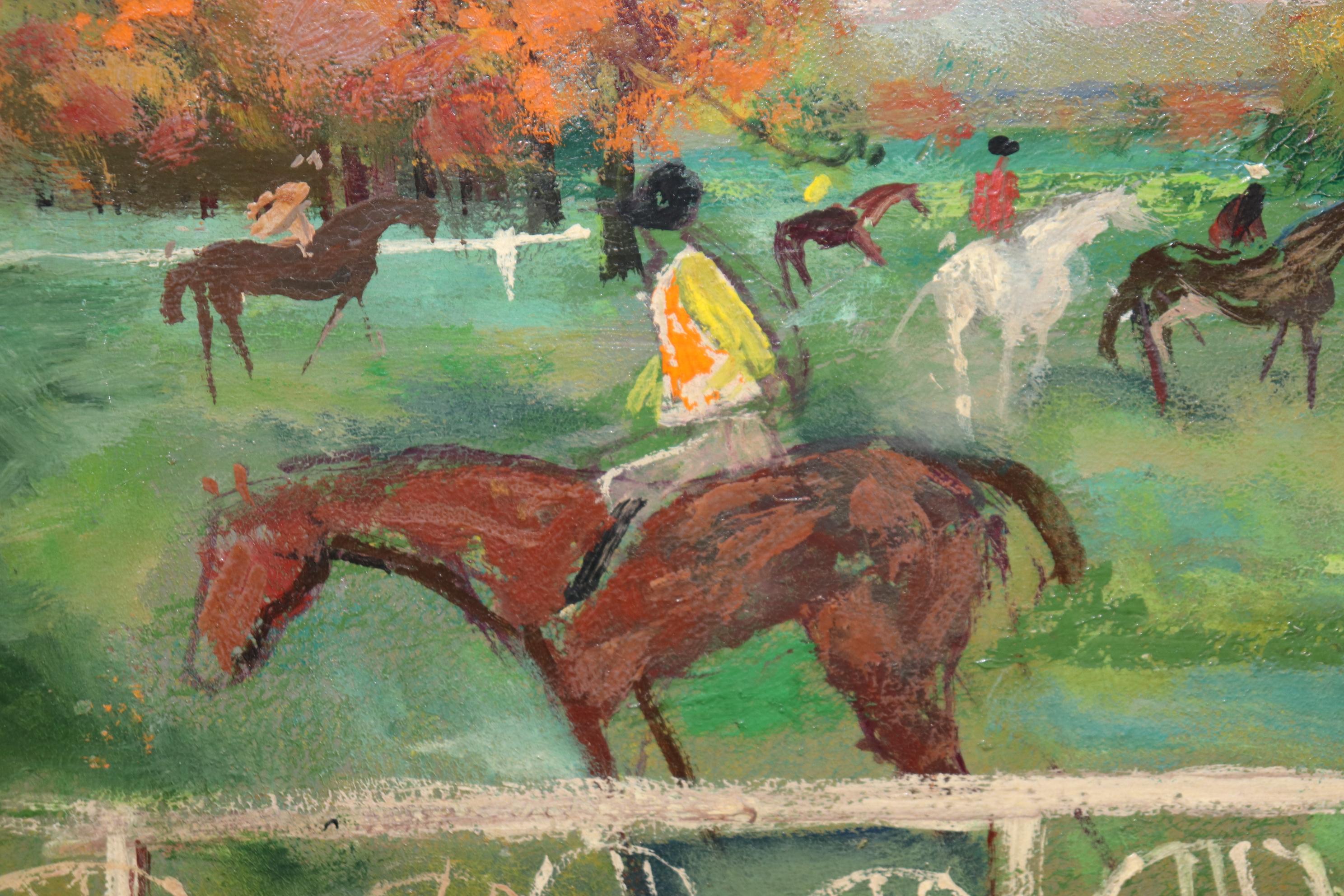 20th Century French Oil Panting on Canvas of Horse Race Scene By Emilio Grau Sala For Sale