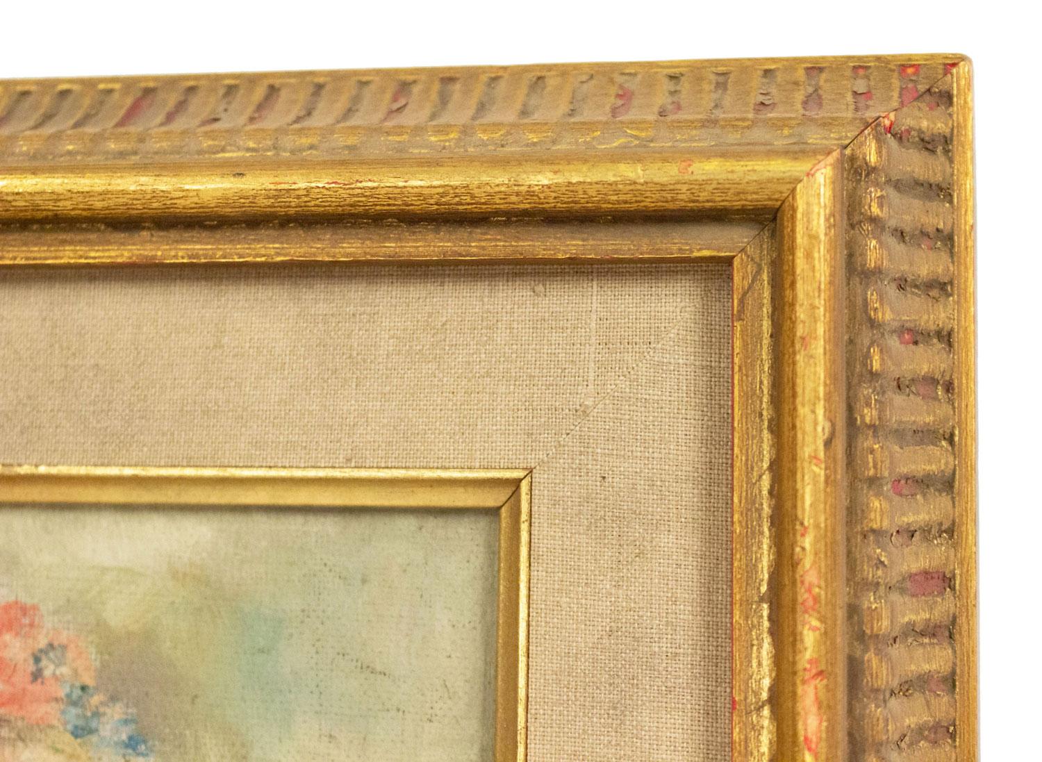 Francese Ritratto a olio francese di signora con cappello in vendita