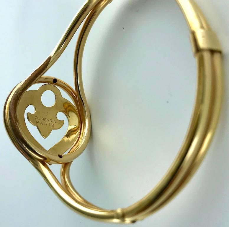 French O.J. Perrin Yellow Gold Heart Shape Bracelet Bangle 1