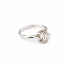 French Old Cut 1.11 Carat Diamond 18 Carat Platinum White Gold Ring
