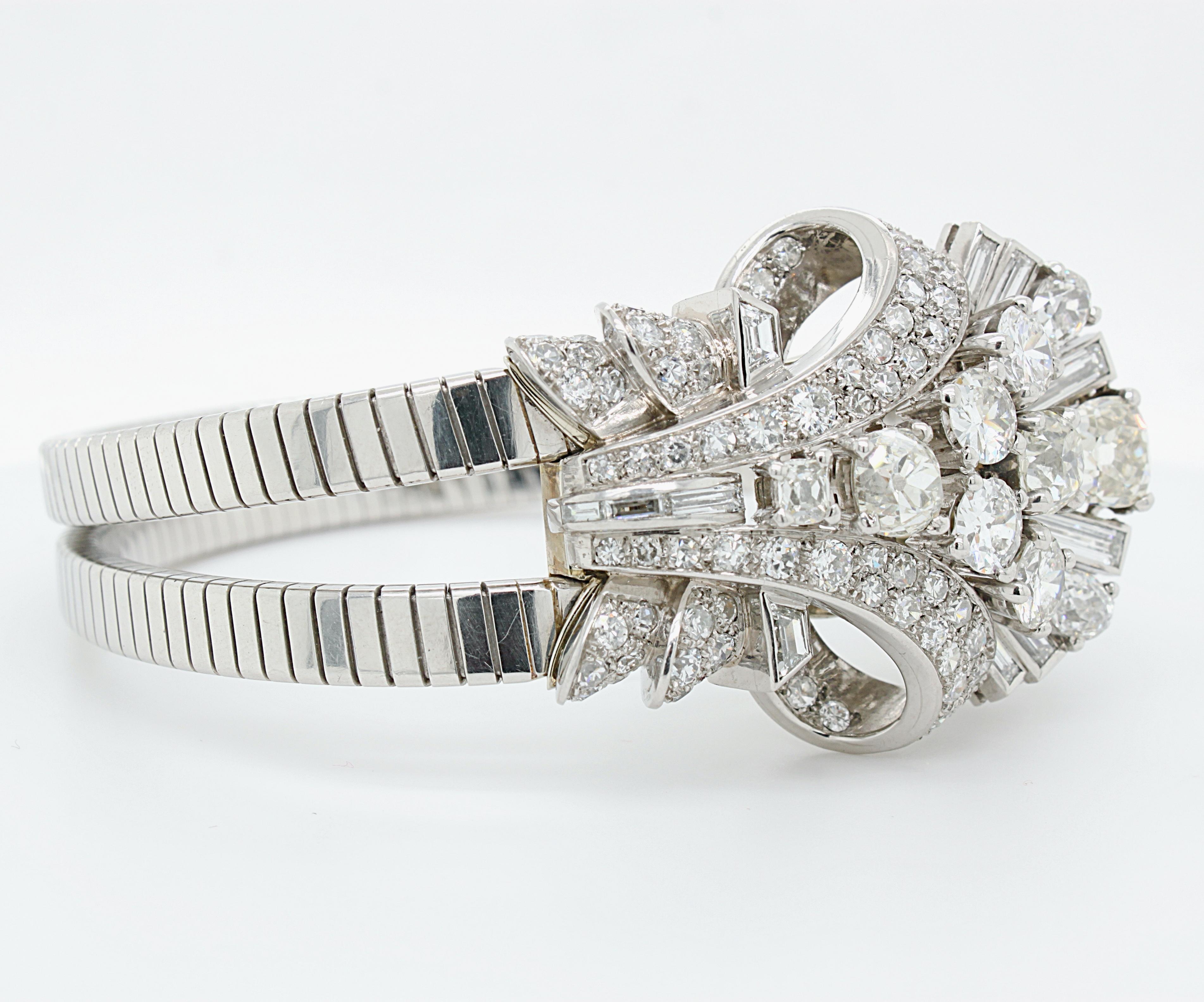 French Old Cut Diamond Aeronautic Turbogas Bracelet & Brooch, ca. 1940s In Excellent Condition In Idar-Oberstein, DE