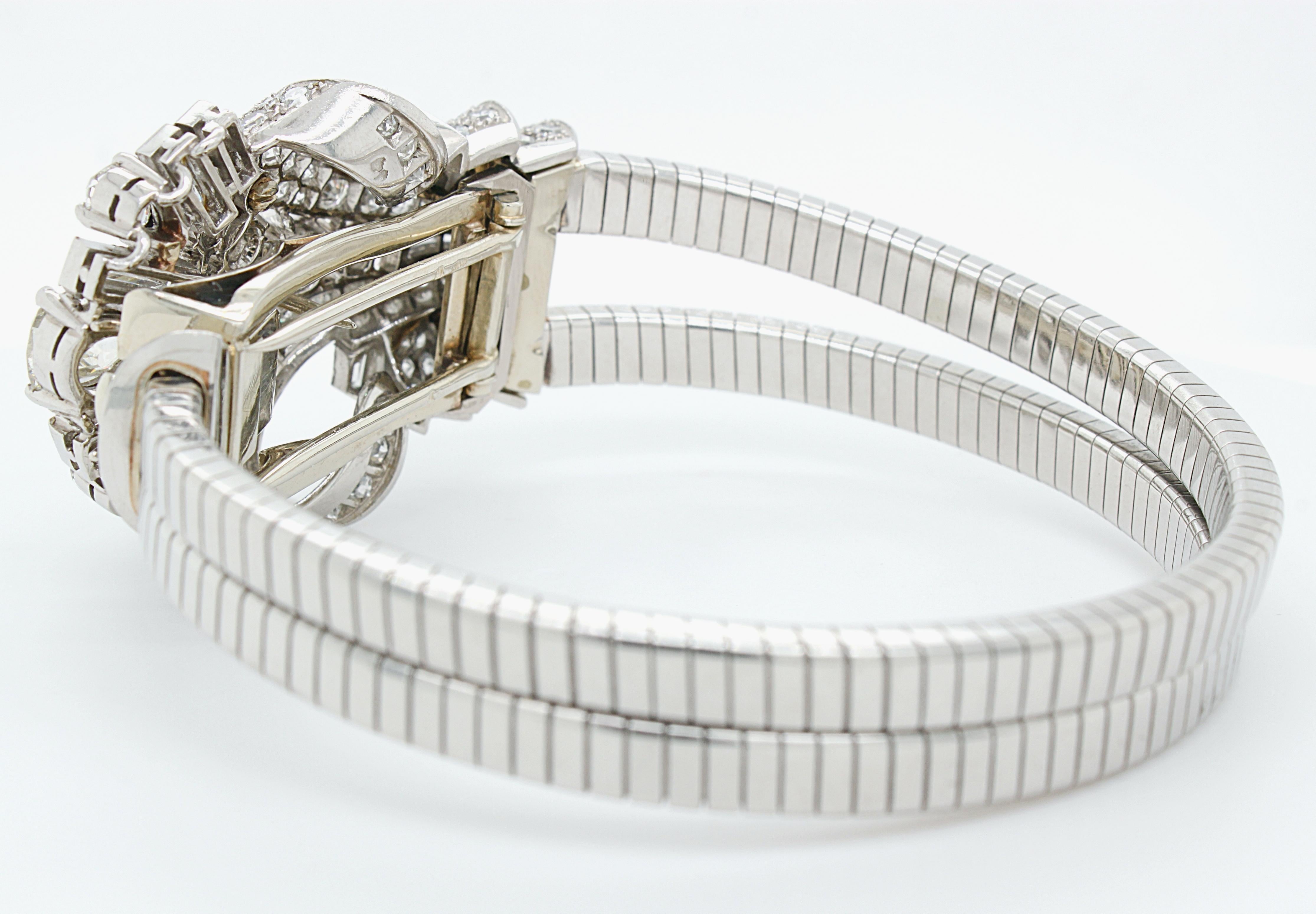 French Old Cut Diamond Aeronautic Turbogas Bracelet & Brooch, ca. 1940s 1