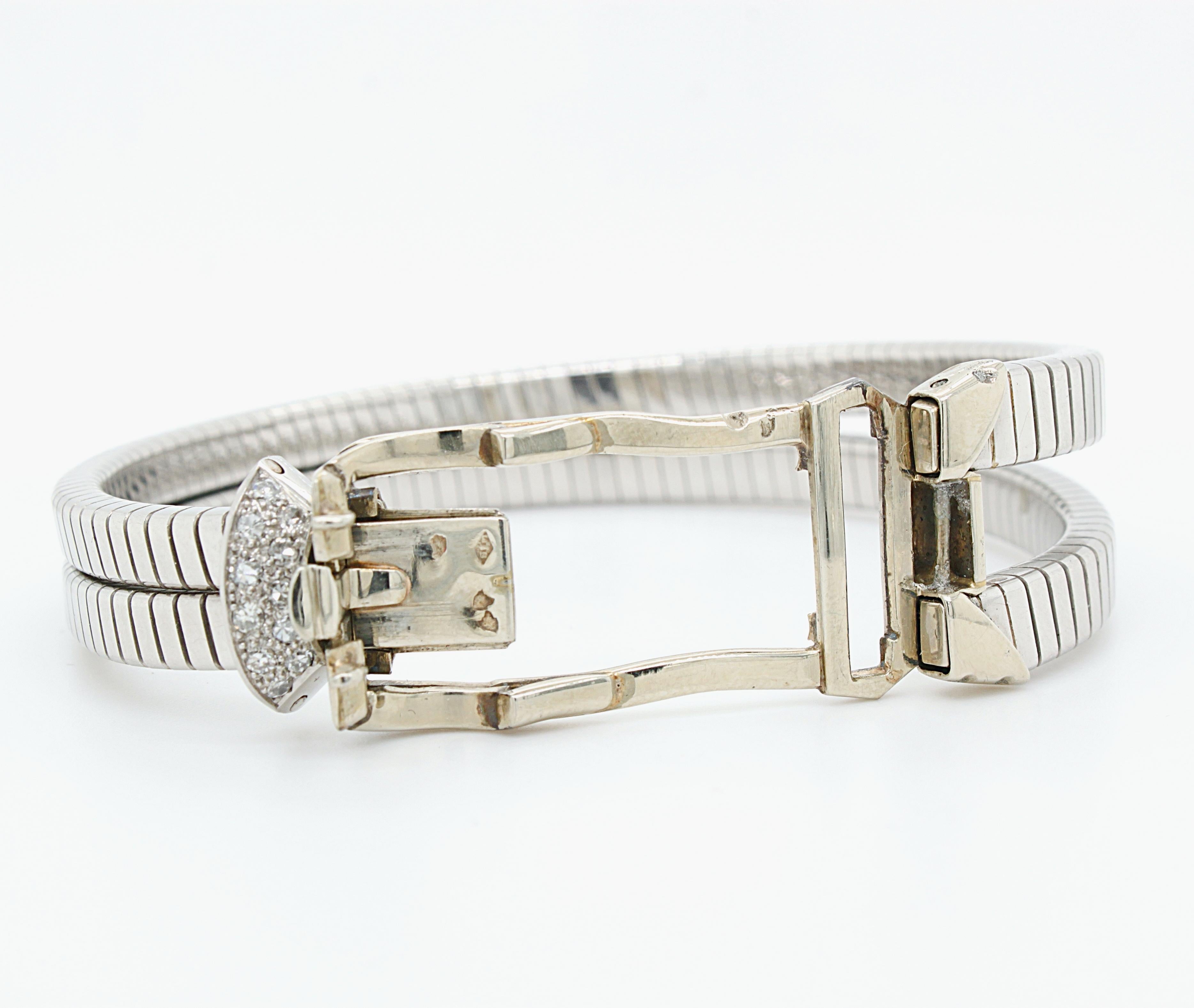 French Old Cut Diamond Aeronautic Turbogas Bracelet & Brooch, ca. 1940s 3