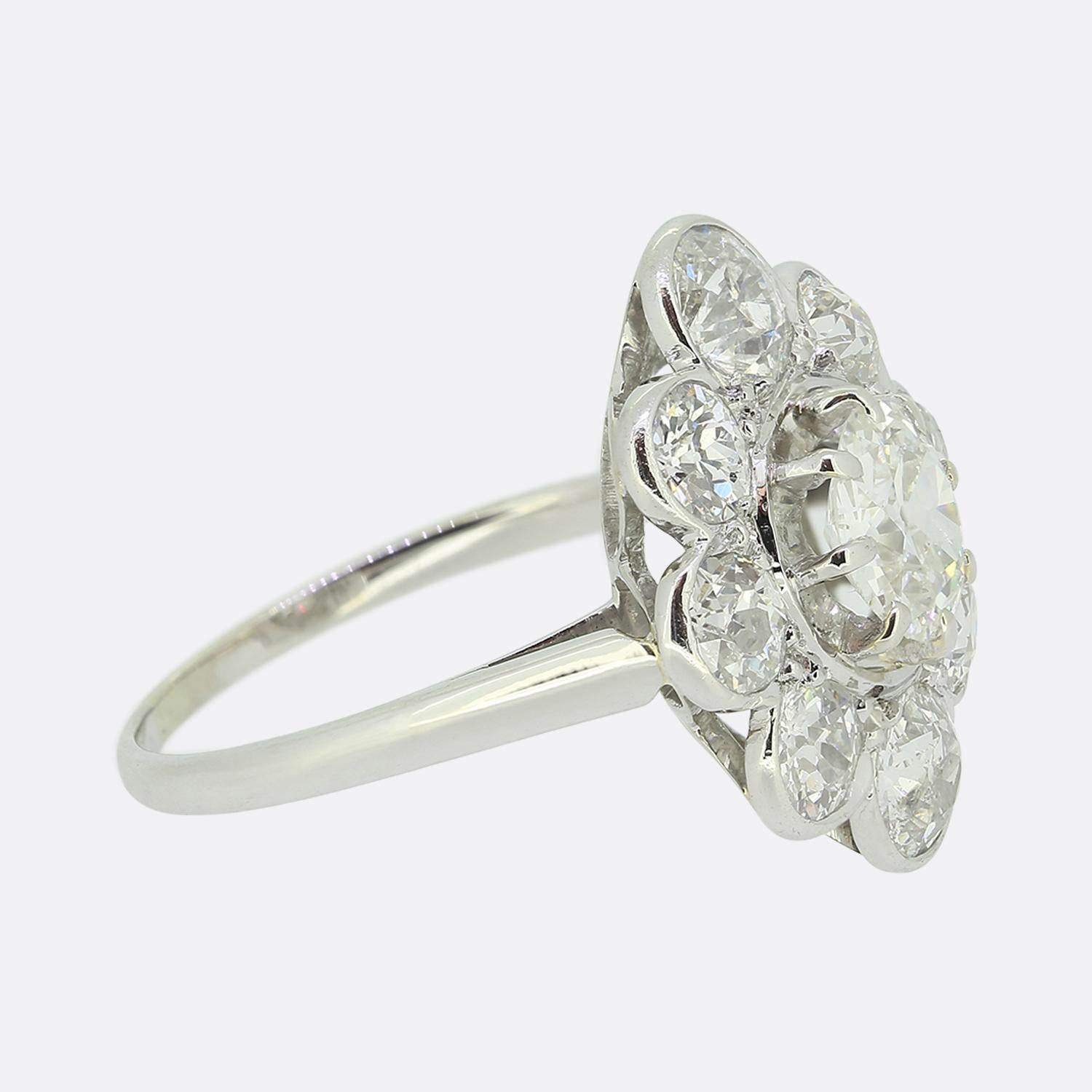 Old European Cut French Old Cut Diamond Cluster Ring For Sale
