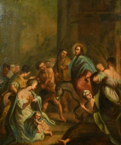 Antique 18th/19th Century French Old Master Oil - A scene of Christ entering Jerusalem
